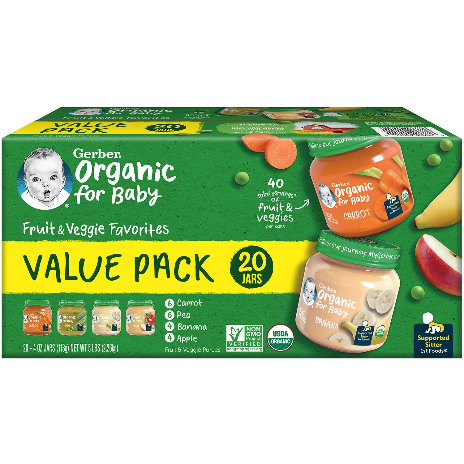 Gerber 2nd Foods Organic Baby Food, Fruit & Veggie Value Pack (4 oz., 20 ct.)