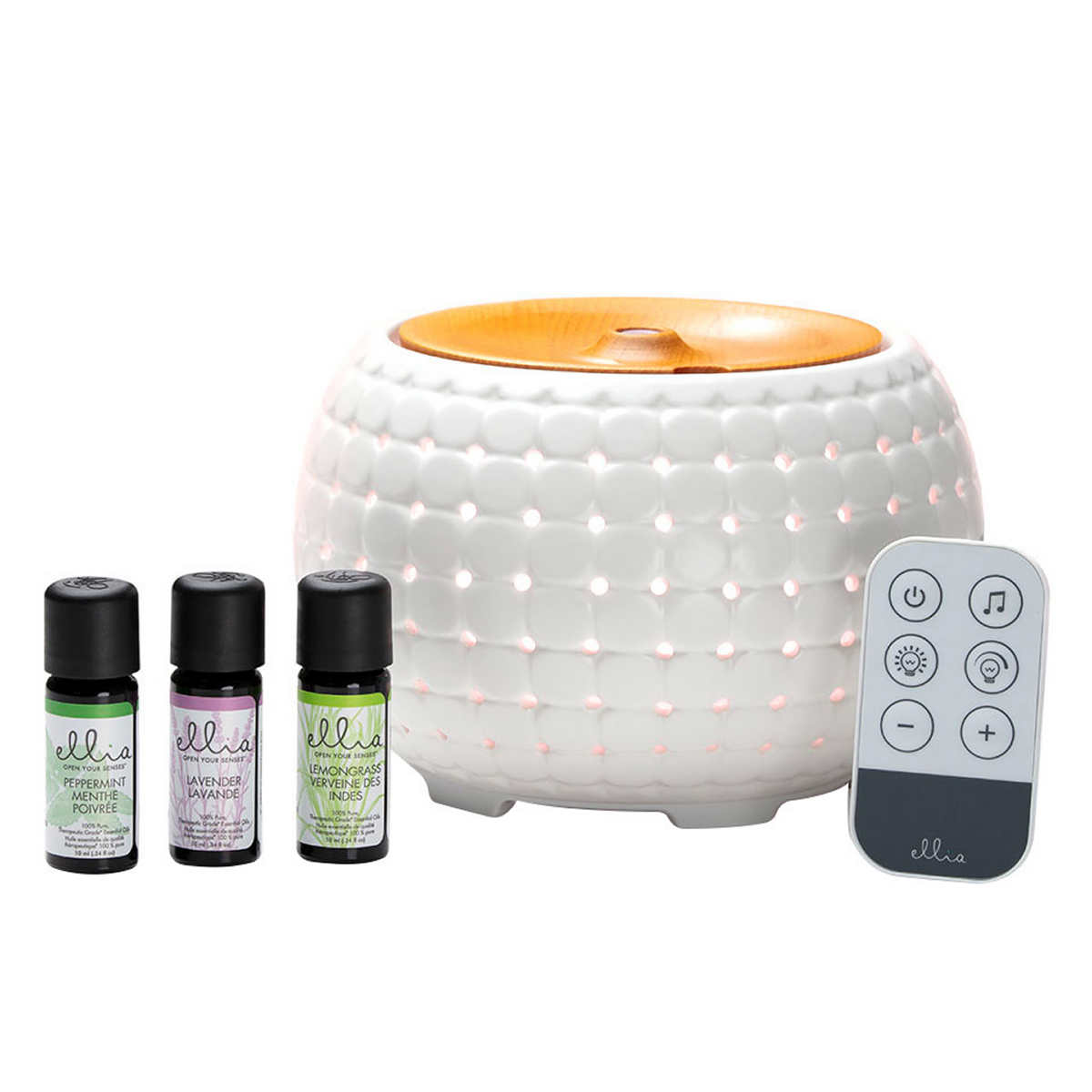 Ellia Garther Ultrasonic Aroma Diffuser, Humidifier with – Color Changing Light & Mood Sound