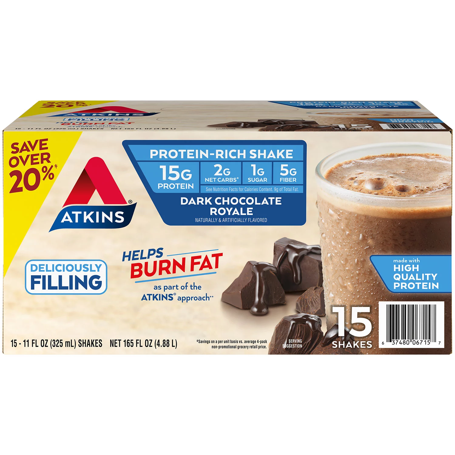 Atkins Gluten Free Protein-Rich Shake Dark Chocolate