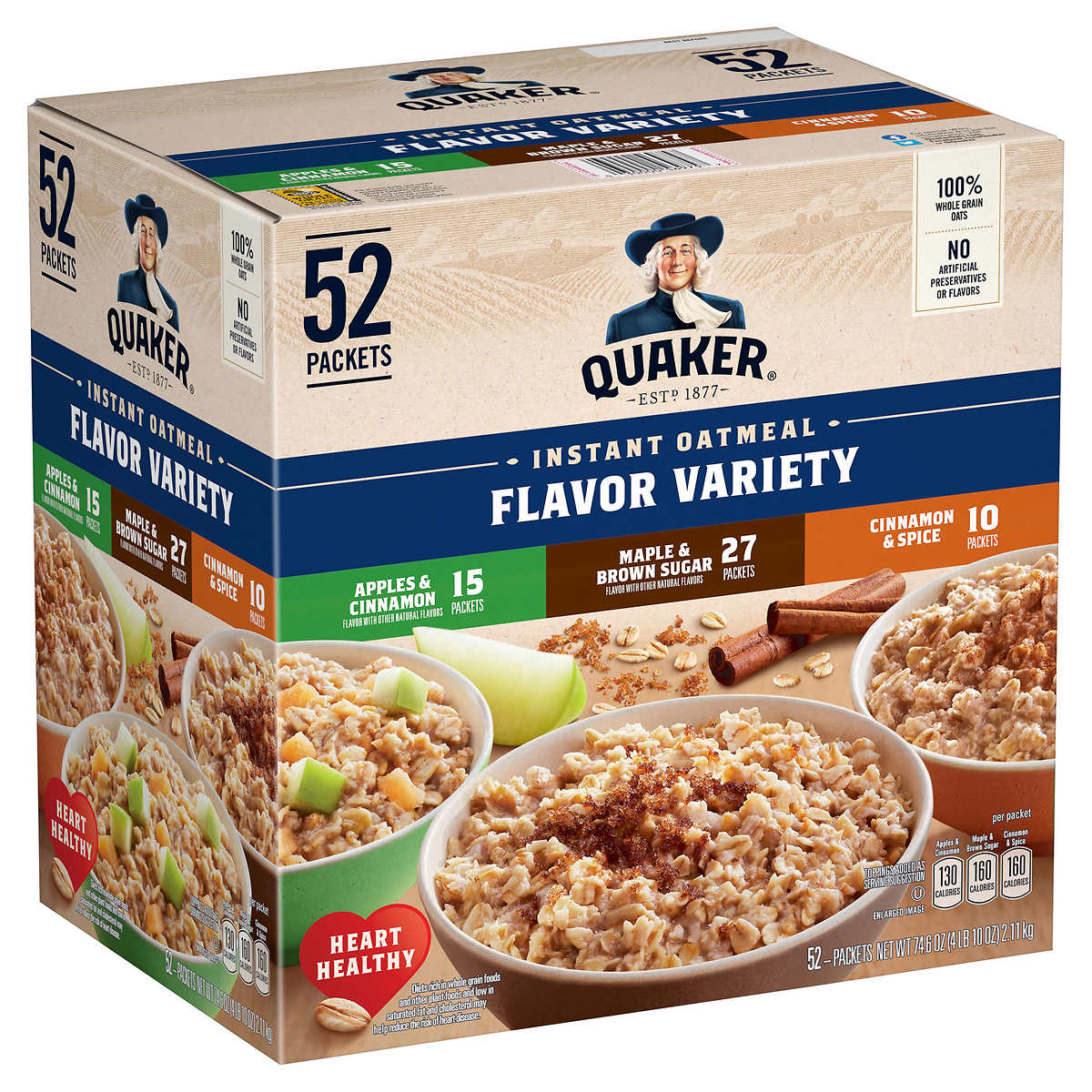 Best Quaker Oats Instant Oatmeal Variety Pack 52-Count