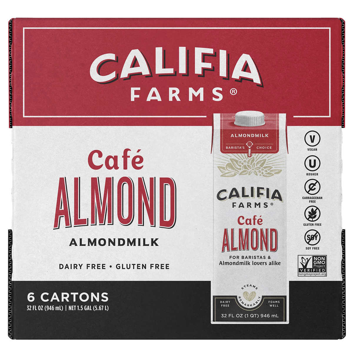 Califia Farms Barista Blend AlmondMilk, Dairy-Free, 32 oz, 6-count