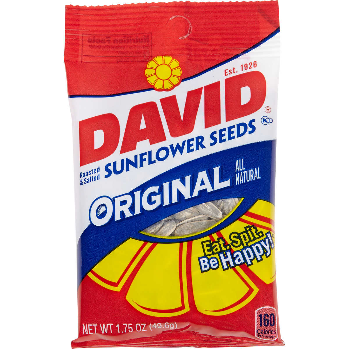 David Original Sunflower In-Shell Seeds, 1.75 oz, 24-count