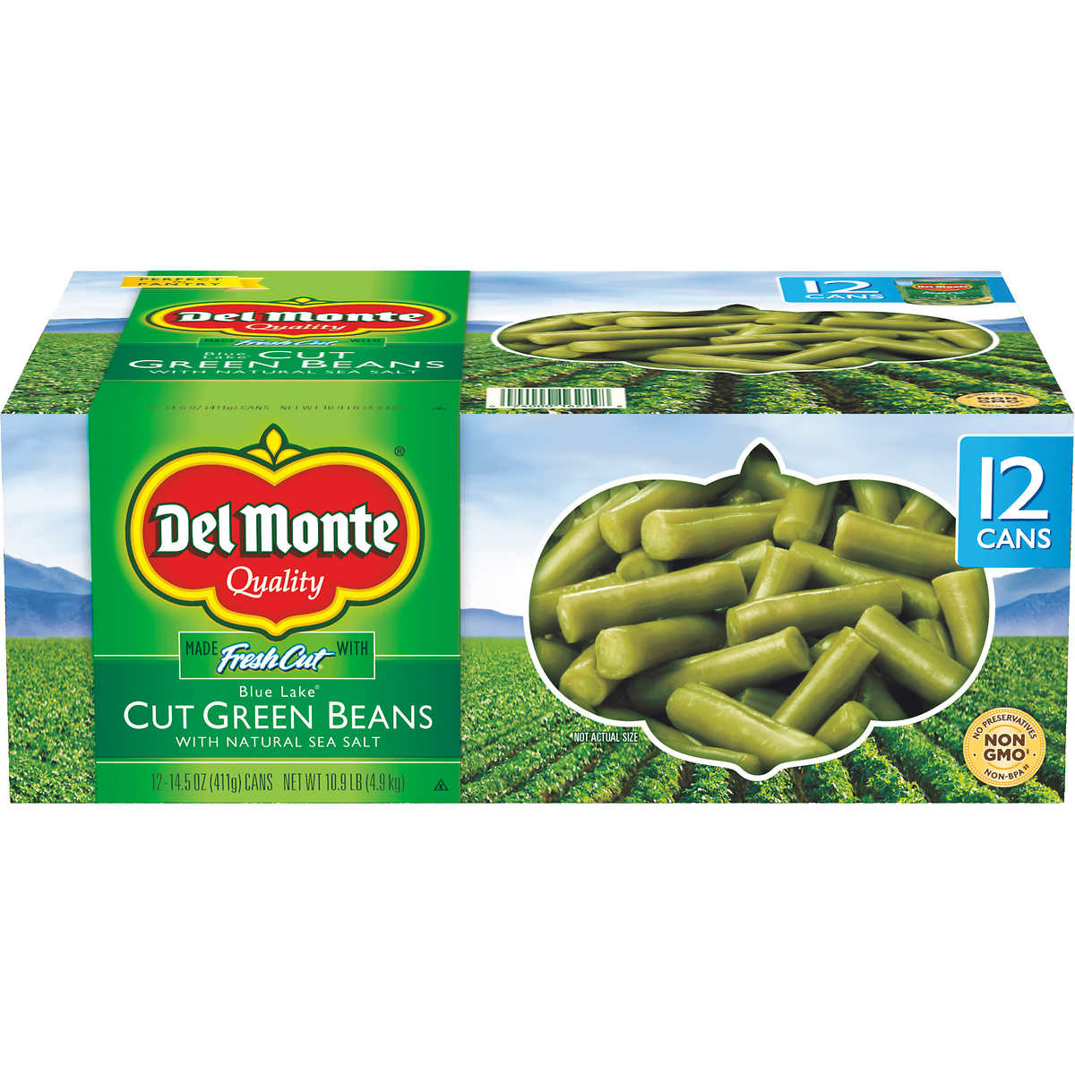 Del Monte Cut Green Beans, 14.5 oz, 12-count