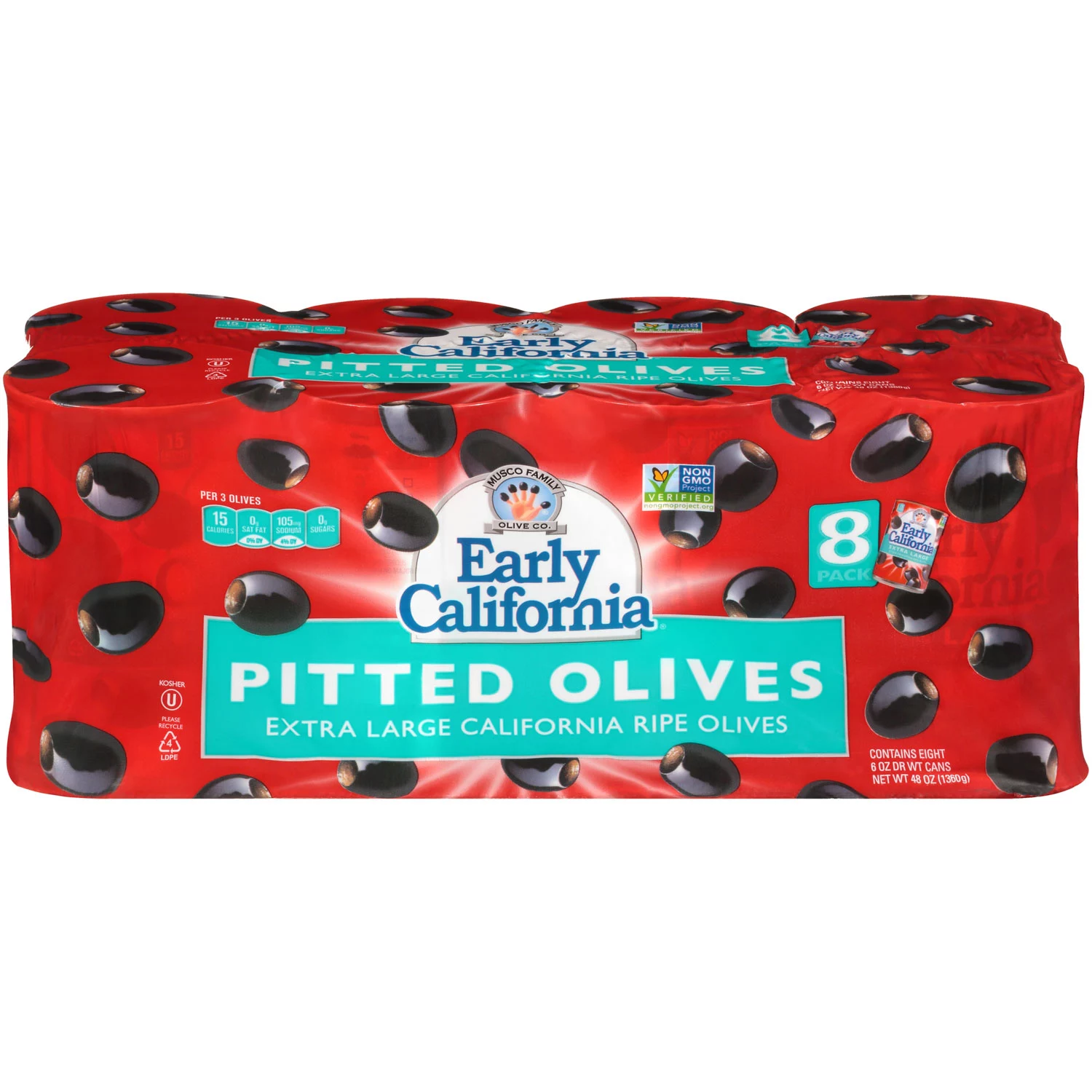 Early California Extra Large Black Pitted Olives (6 oz., 8 pk.)