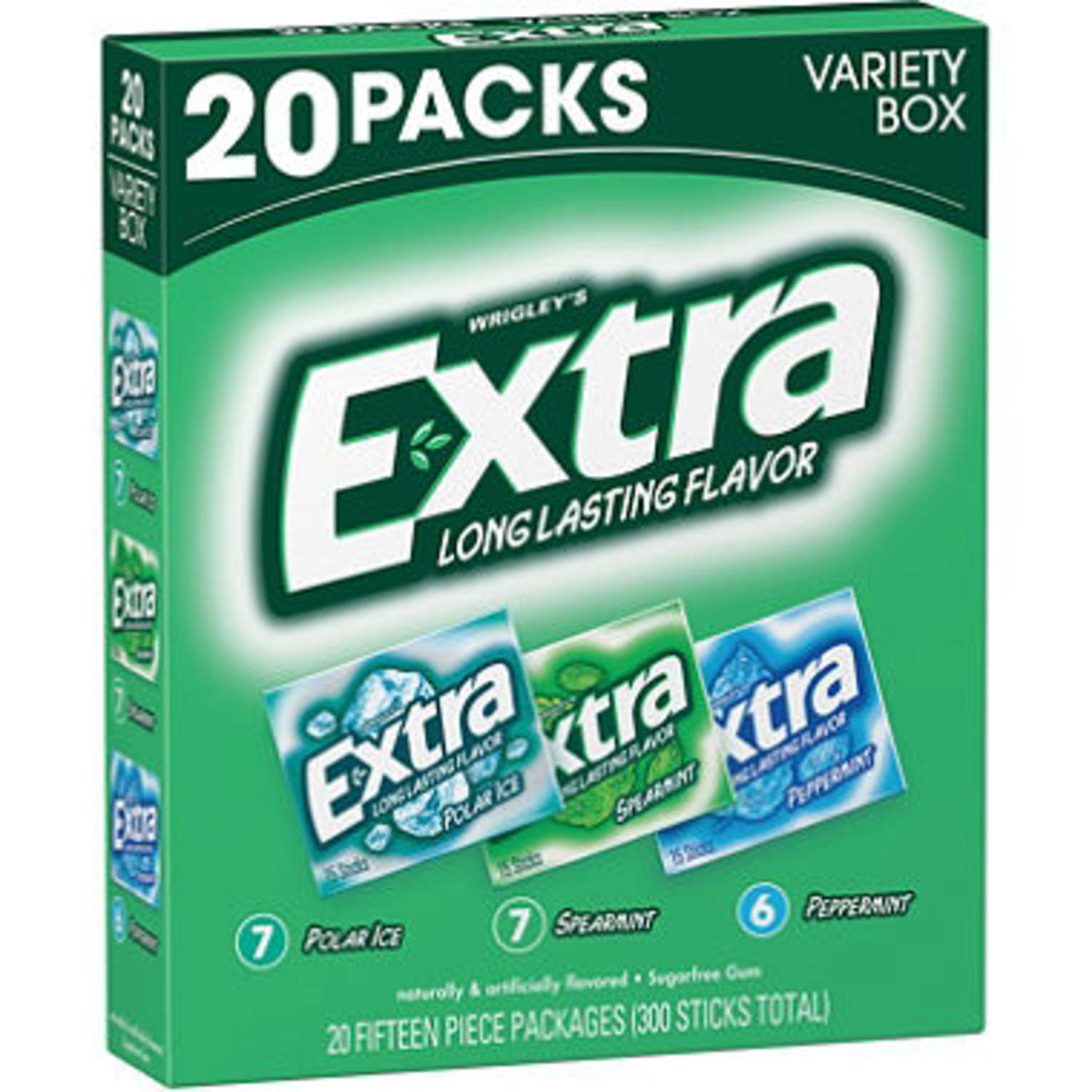 Extra Mint Sugar-Free Gum Variety Box (15 ct., 20 pks.)