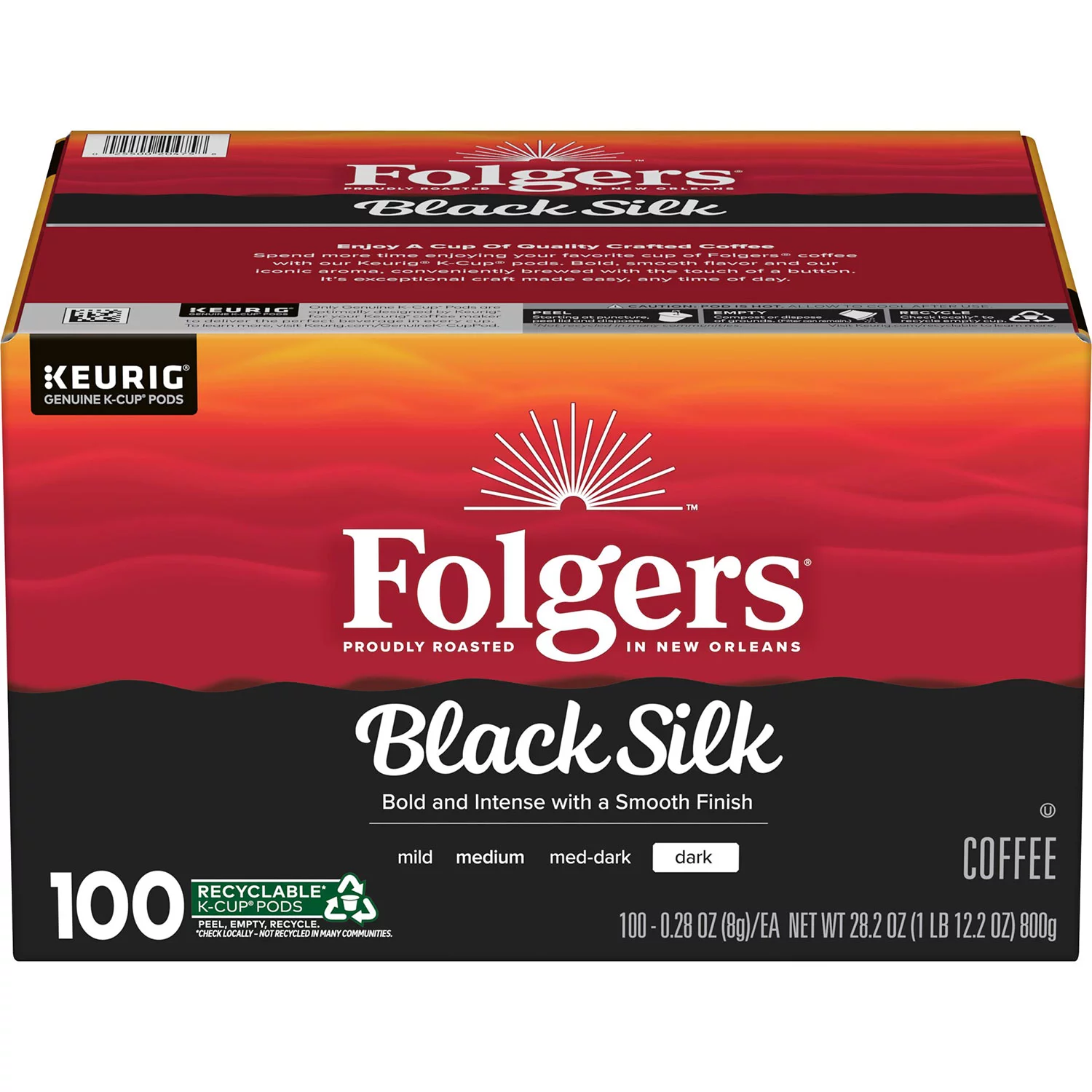 Folgers Black Silk Coffee K-Cups Dark Roast (100 ct.)