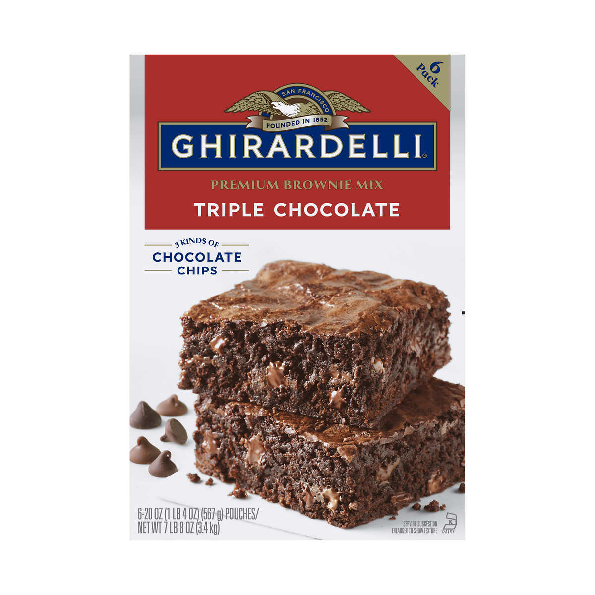 Ghirardelli Triple Chocolate Premium Brownie Mix, 6-count 