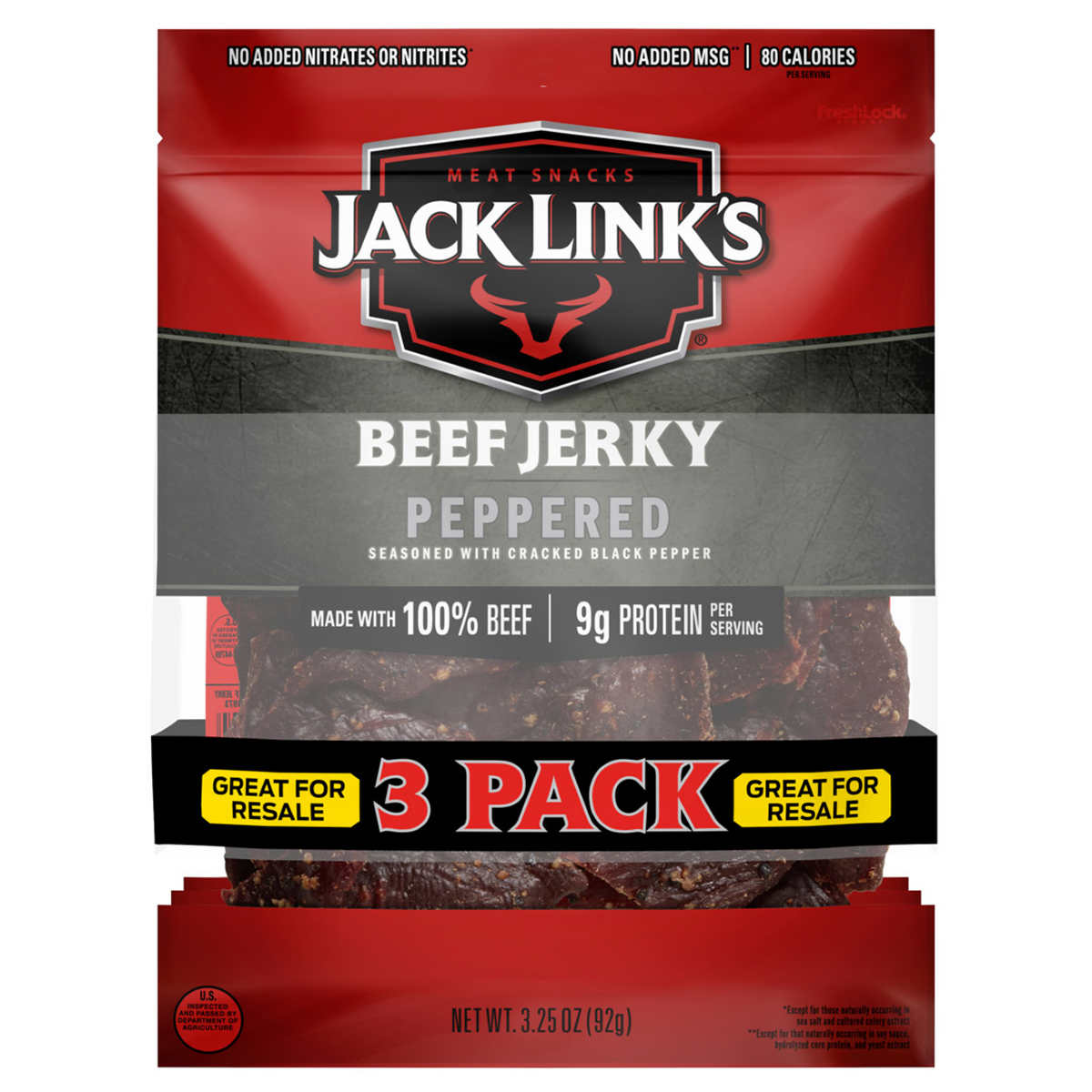 Jack Link's Beef Jerky Peppered 3.25 oz., 3-count