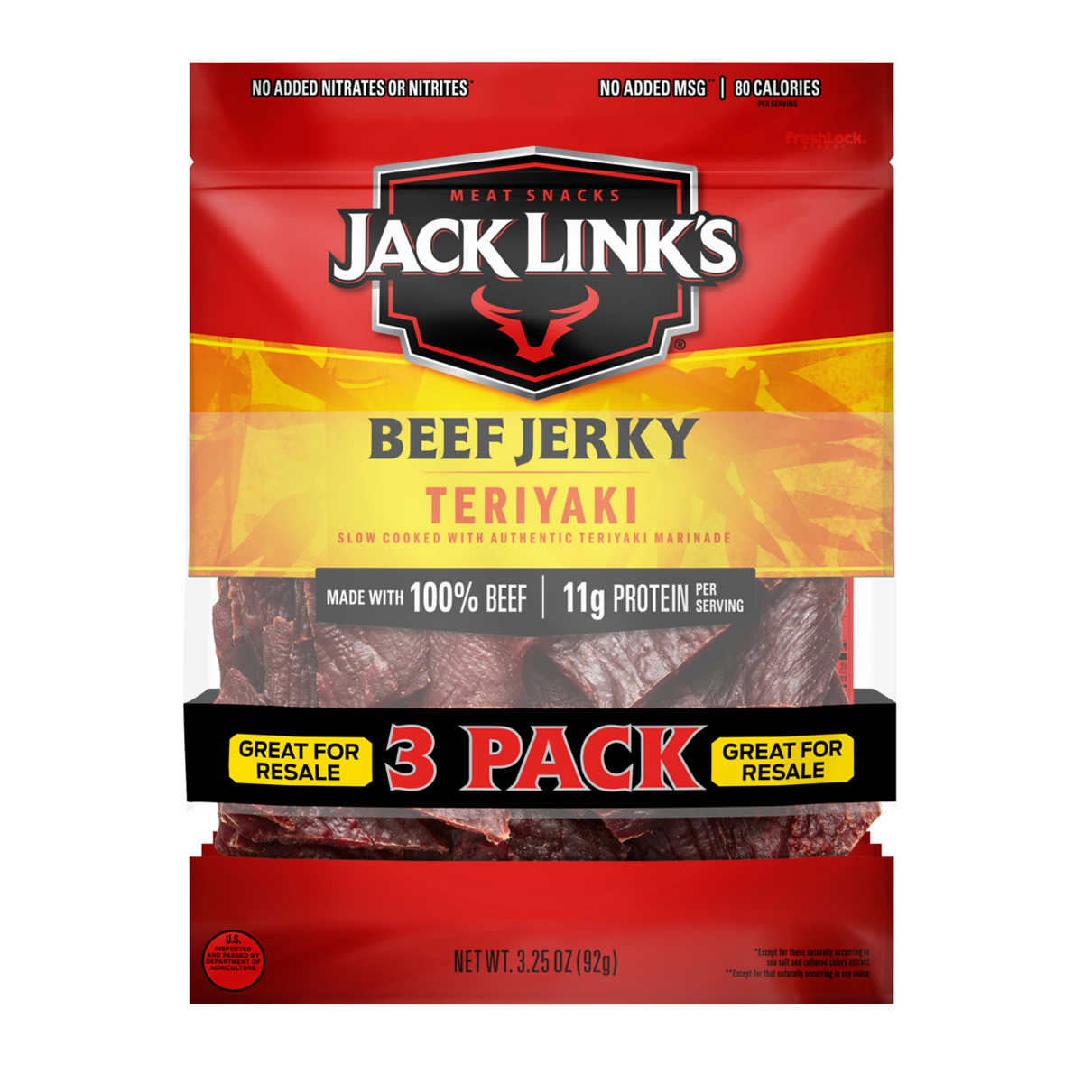 Jack Link's Beef Jerky Teriyaki 3.25 oz., 3-count