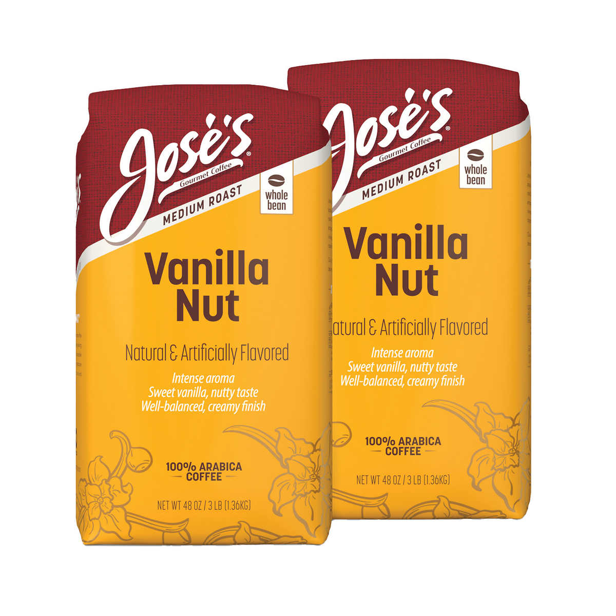 Best Jose’s Vanilla Nut Whole Bean Coffee 3 lb, 2-pack