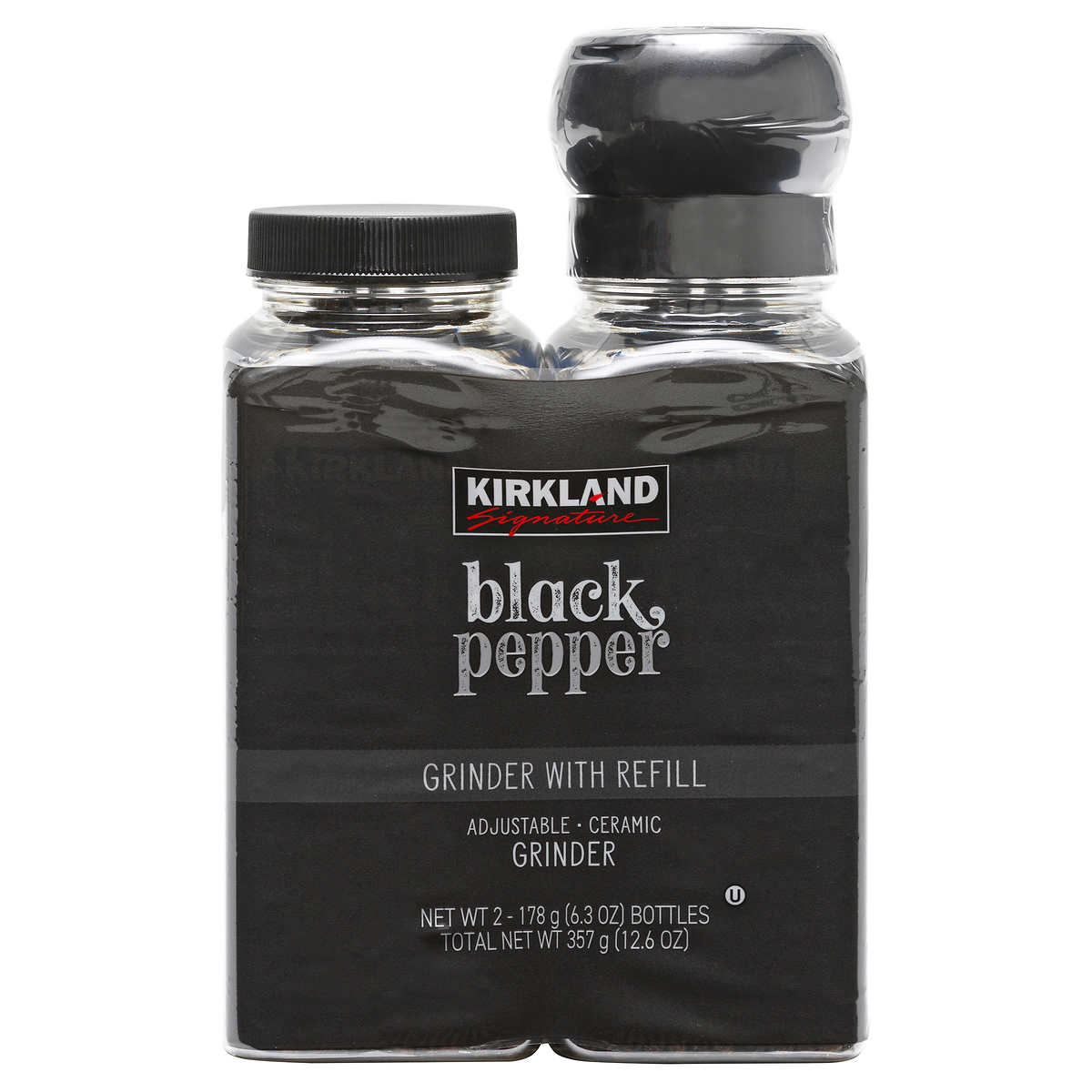 Kirkland Signature Black Pepper with Grinder, 6.3 oz, 2-count