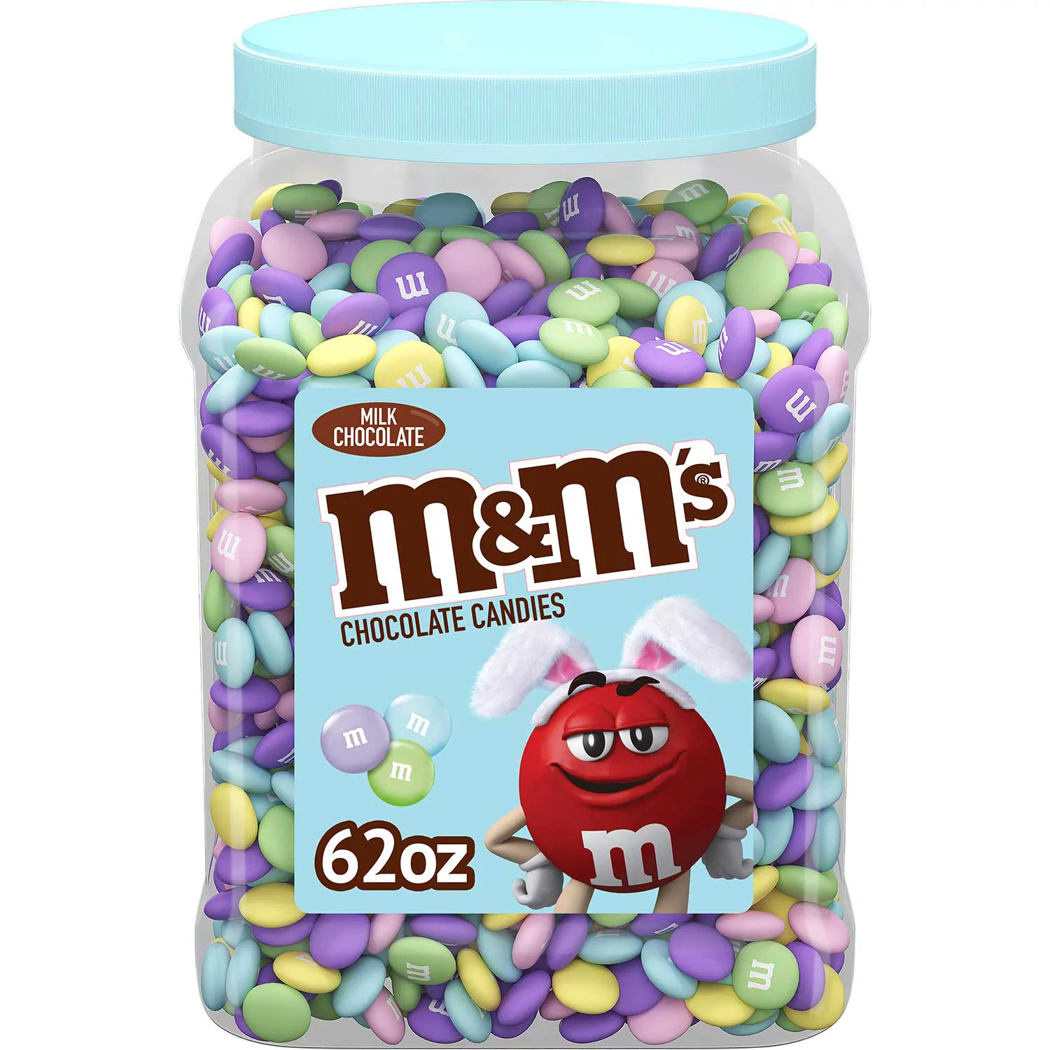M&M's Milk Chocolate Assorted Pastel Easter Candy Bulk Jar