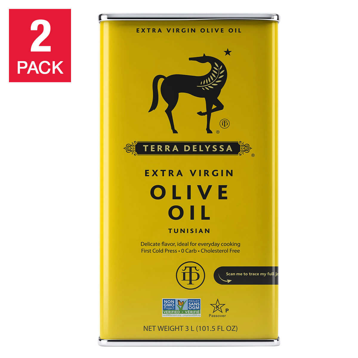 Terra Delyssa First Cold Press Extra Virgin Olive Oil 3L, Tin, 2-count