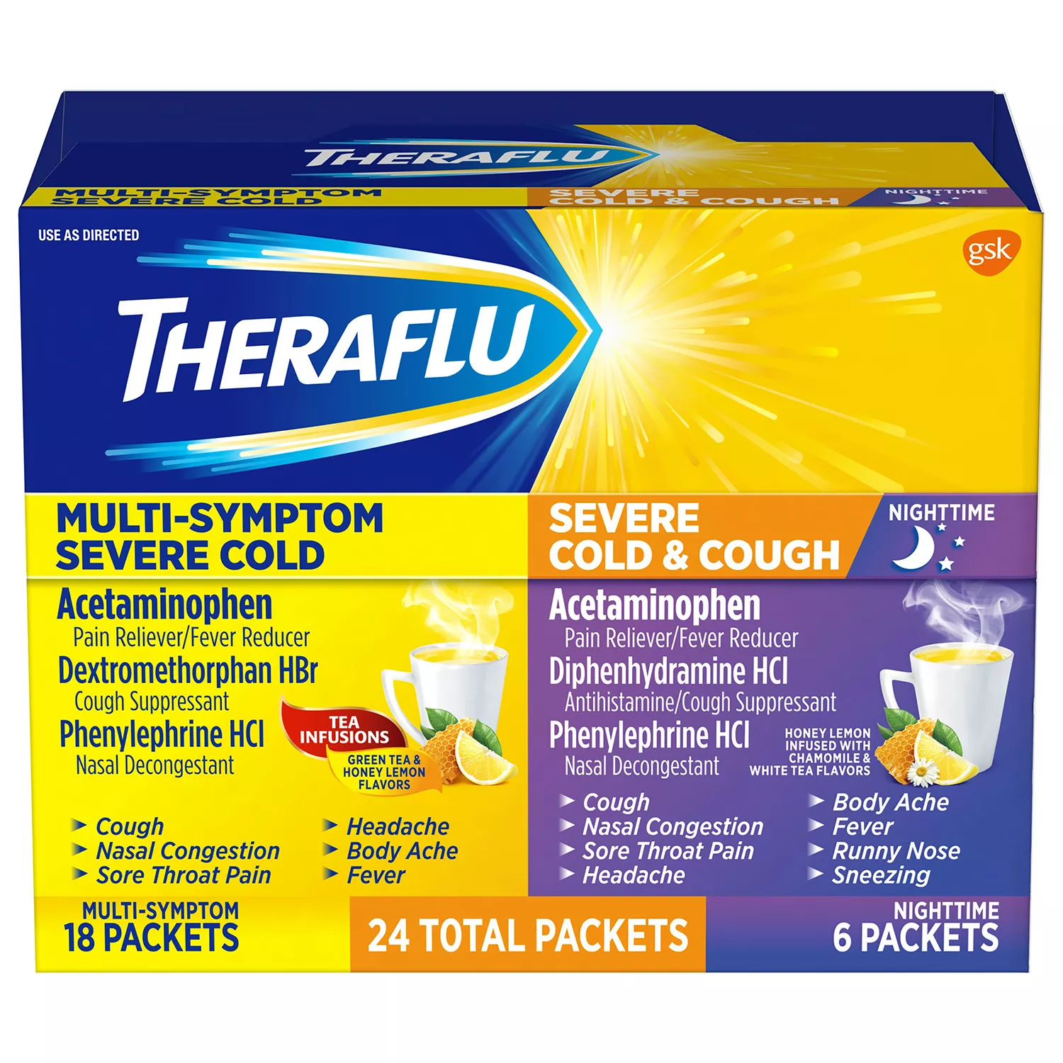Theraflu Multi-Symptom Severe Cold & Nighttime Severe Cold & Cough Relief Medicine