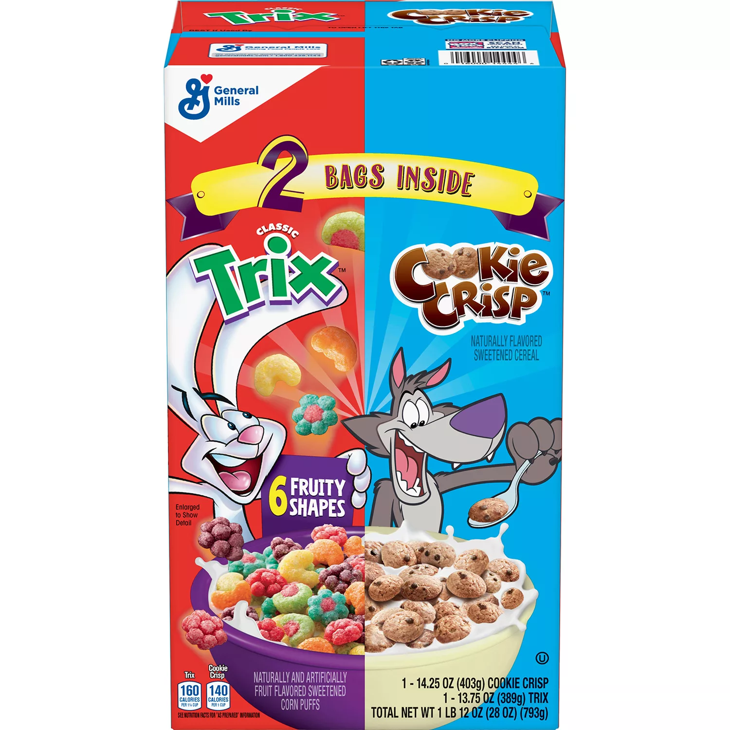 Trix & Cookie Crisp Cereal Variety Pack (28 oz.)