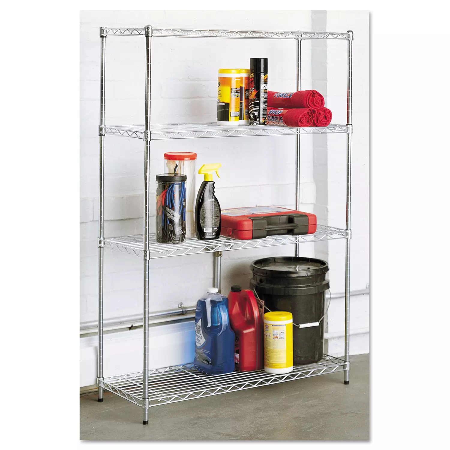 Alera Residential 4-Shelf Wire Shelving – Silver (36W x 14D x 54H)