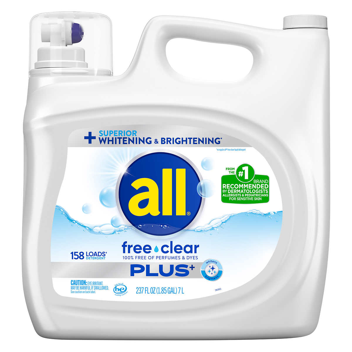 All Free & Clear Plus+ HE Liquid Laundry Detergent, 158 loads, 237 fl oz