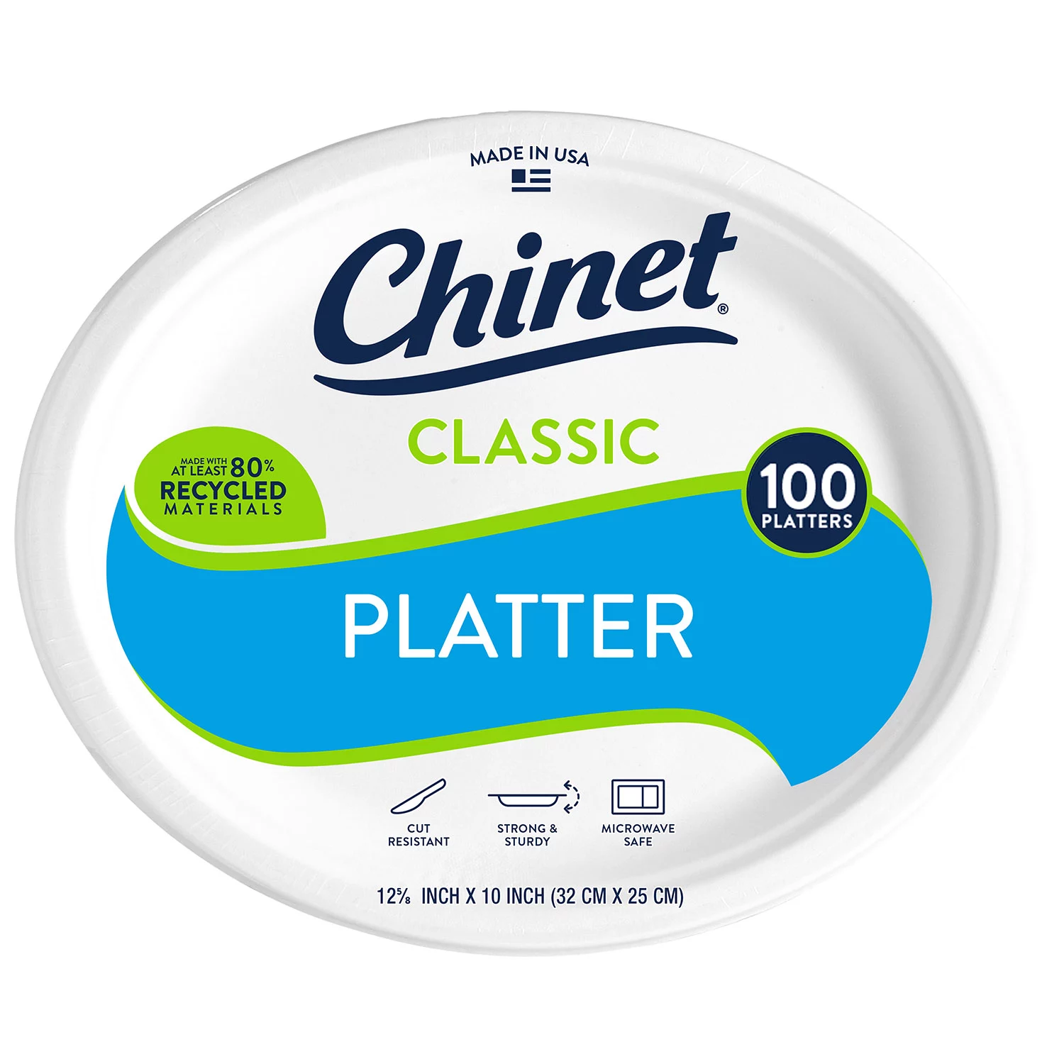Chinet Classic White 12-5/8 x 10″ Platters (100 ct.)