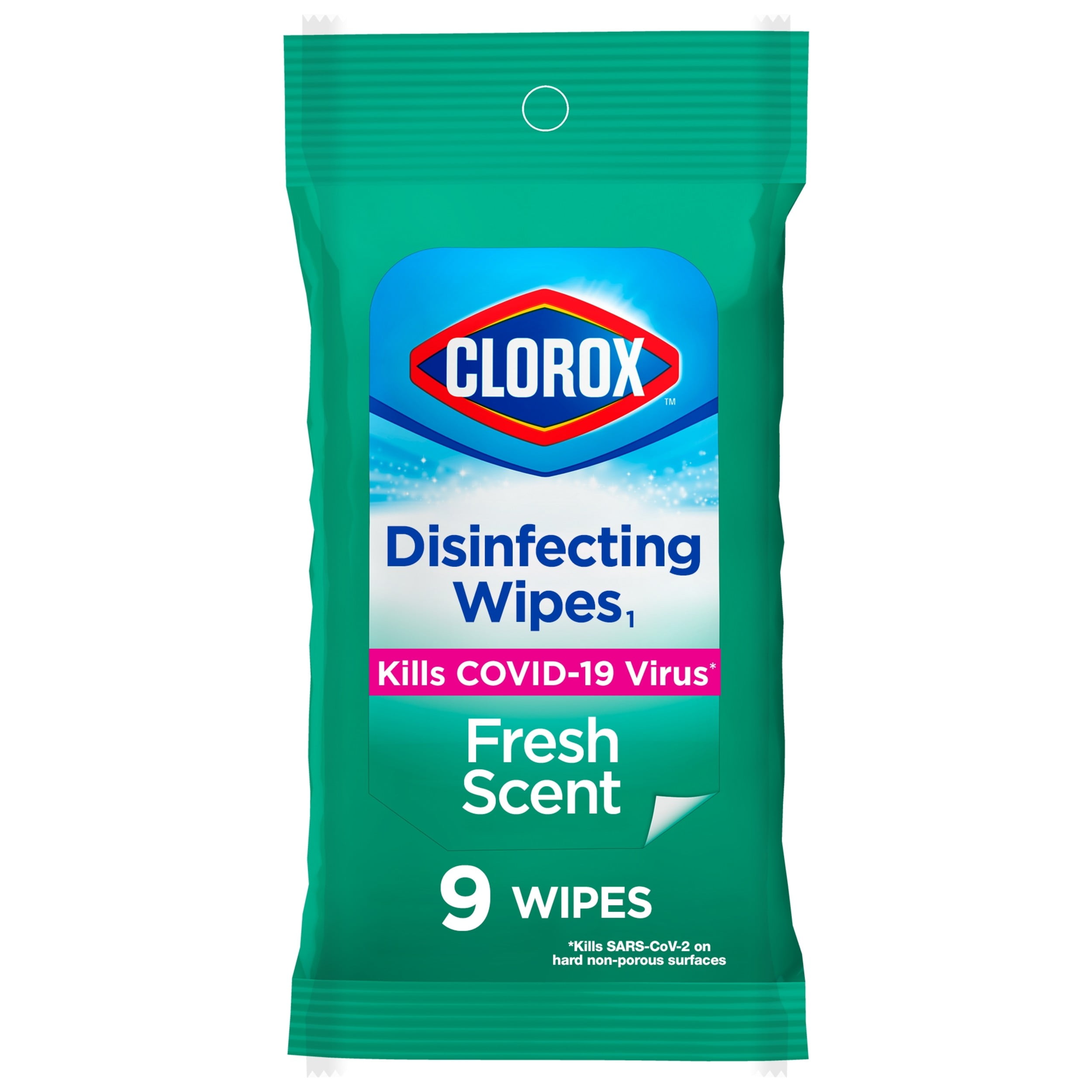Clorox Disinfecting Wipes On The Go, Bleach Free Travel Wipes – Fresh Scent, 9 Count