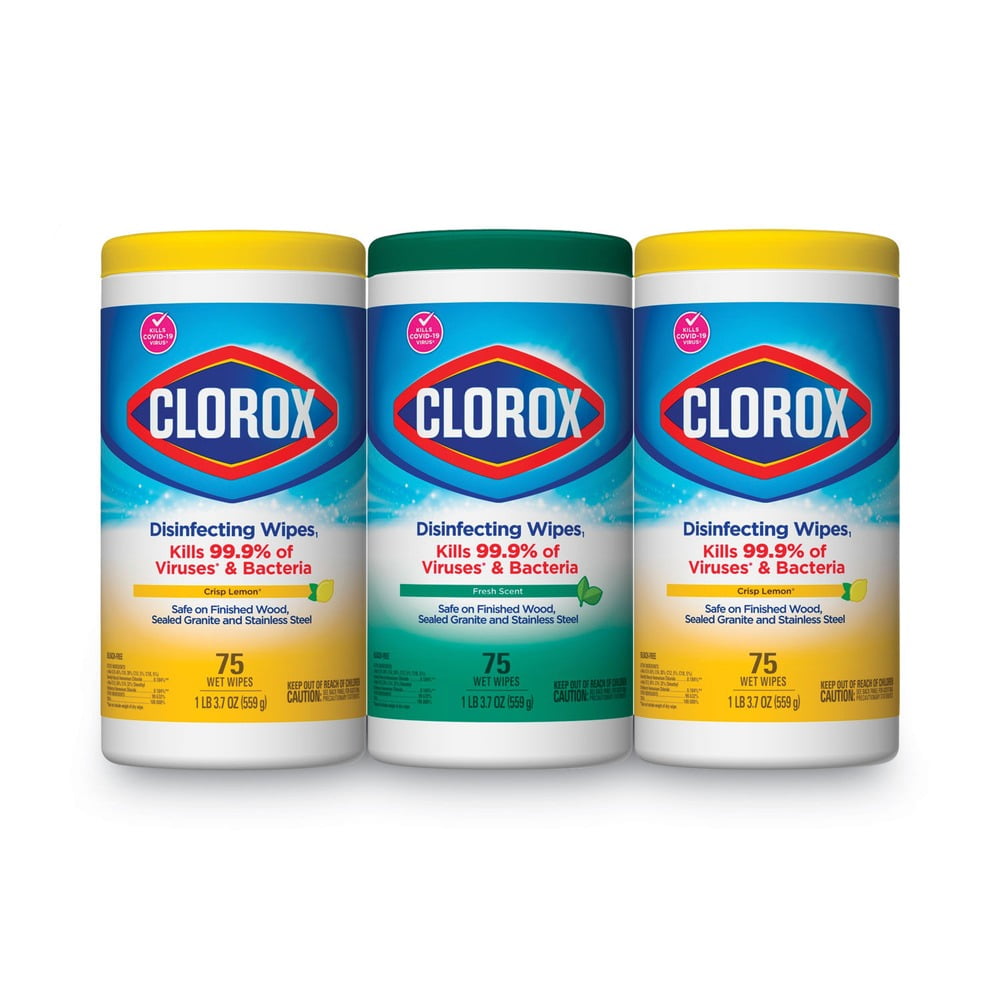 Clorox Disinfecting Wipes, (225 Count Value Pack), Crisp Lemon and Fresh Scent – 3 Pack – 75 Count Each