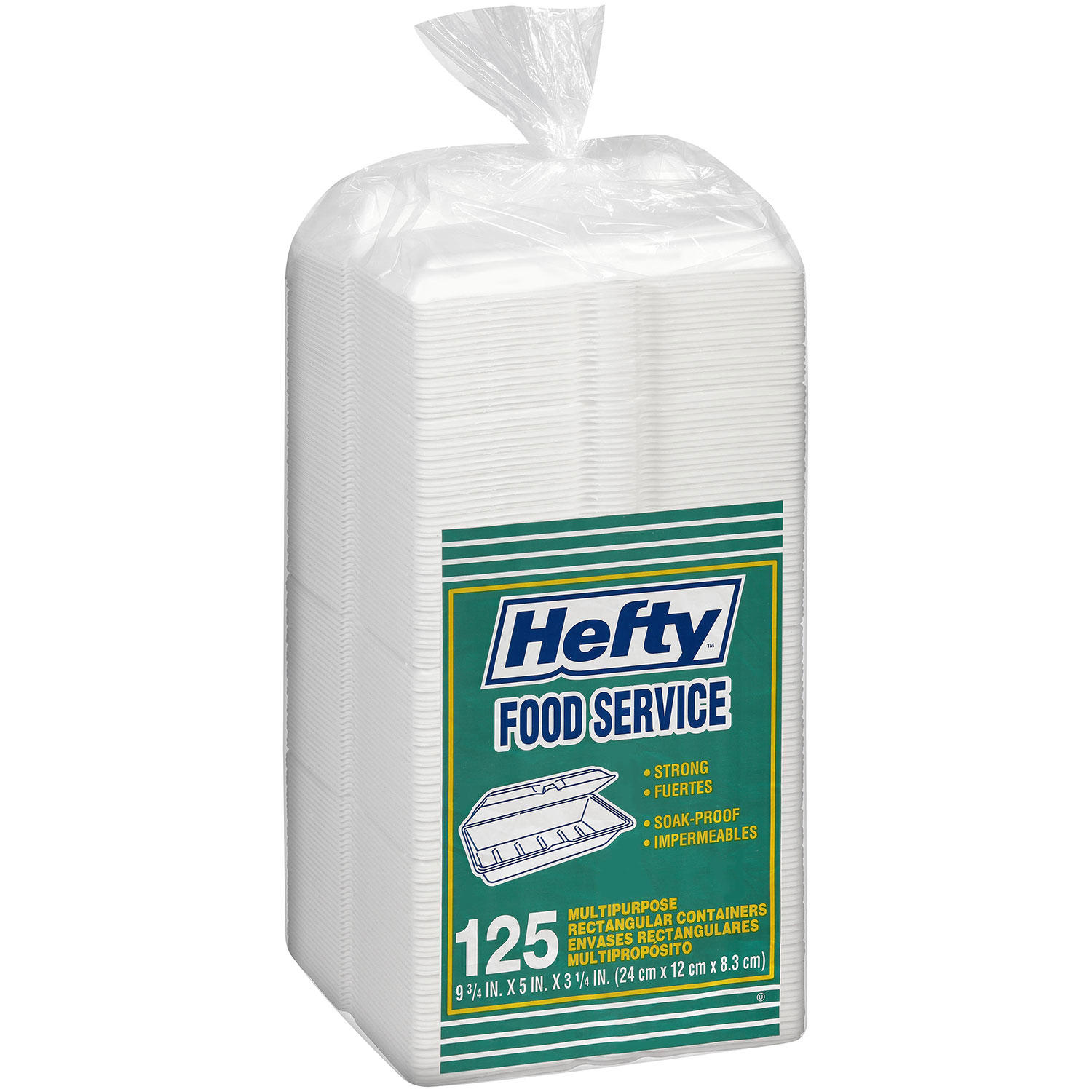 Hefty Food Service Containers Rectangle 9 3/4 x 5 x 3 1/4 (125ct.)