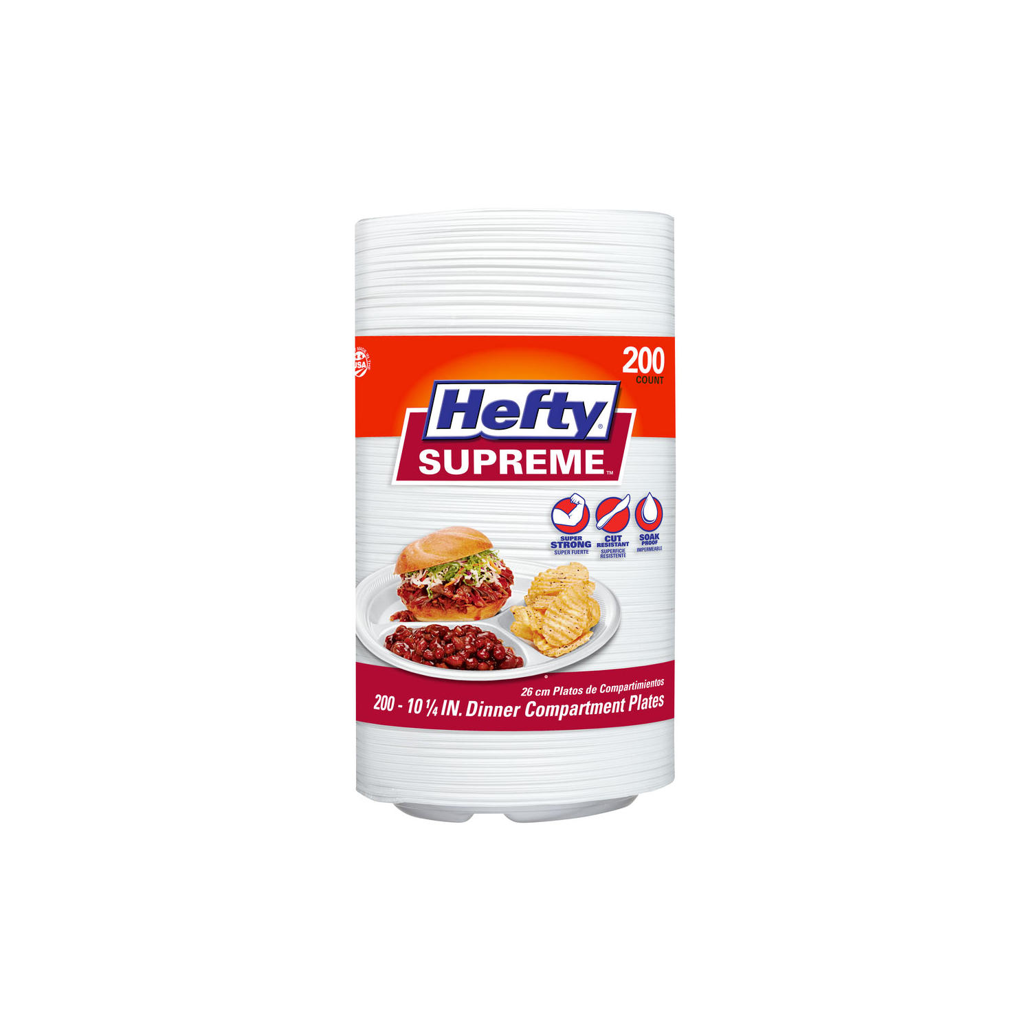 Hefty Supreme 3-Compartment Foam Plates