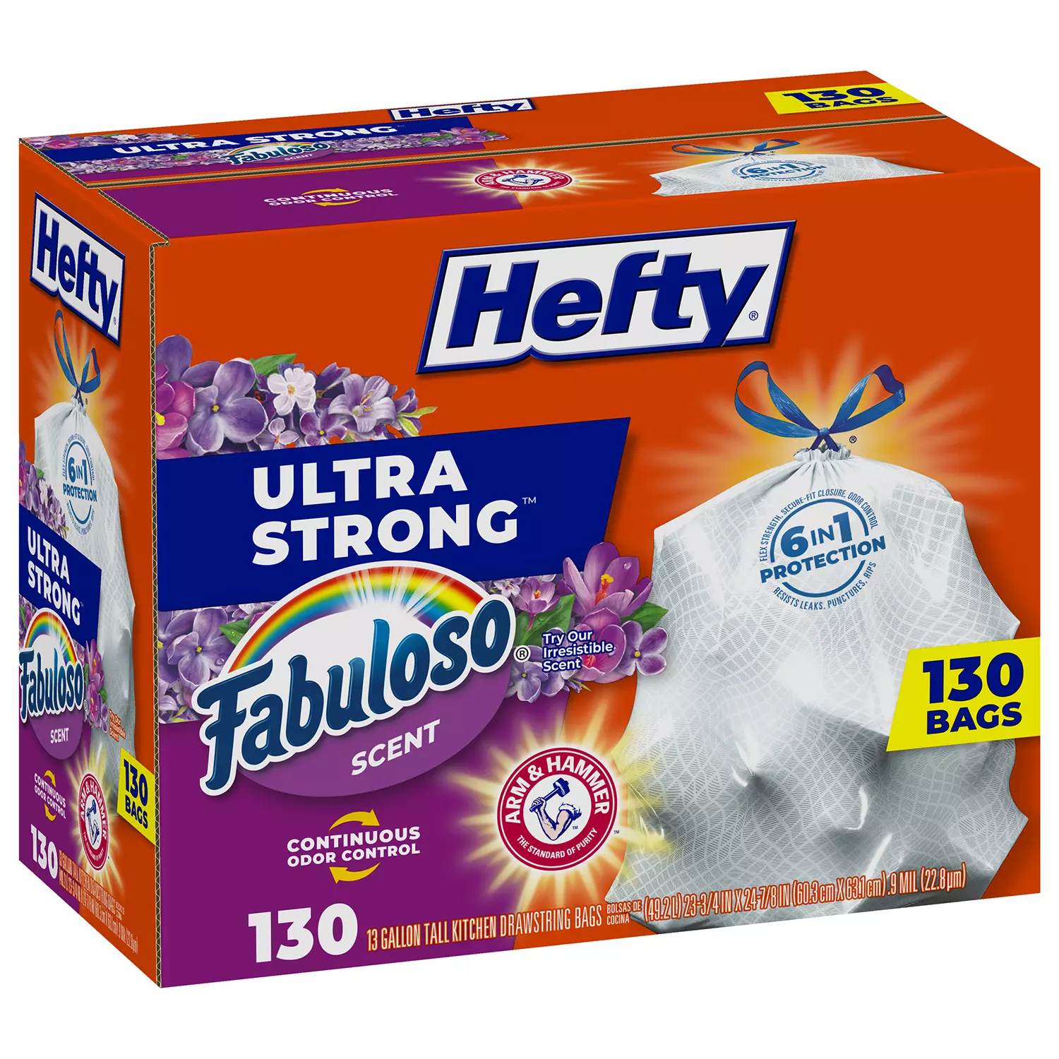 Hefty Ultra Strong 13-Gallon Kitchen Drawstring Trash Bags, Fabuloso Scent (130 ct.)