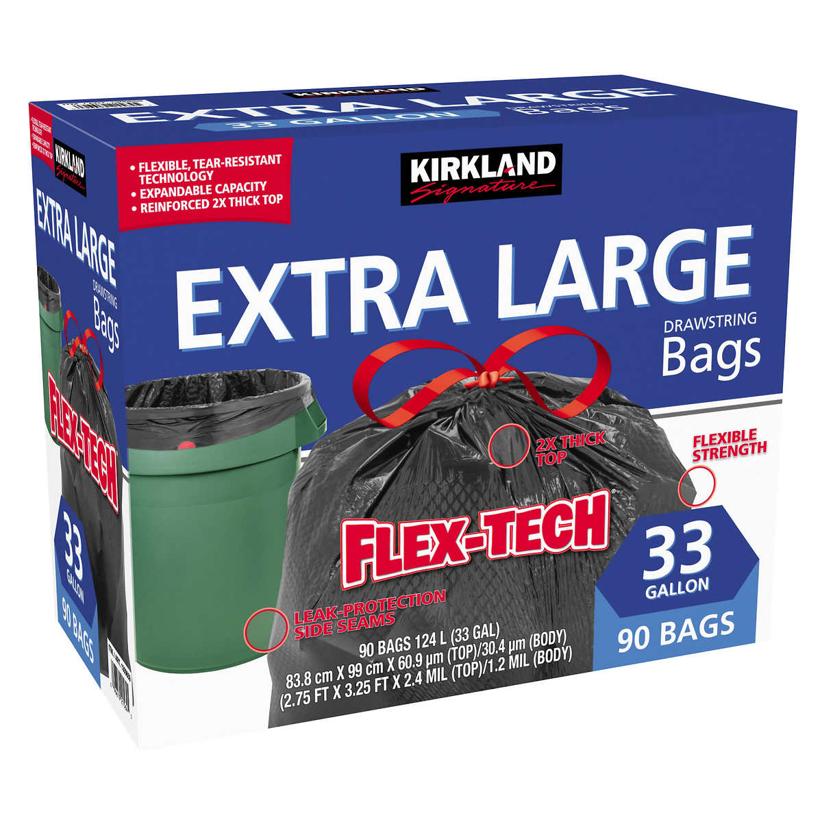 Kirkland Signature Flex-Tech 33-Gallon Trash Bag 90-count