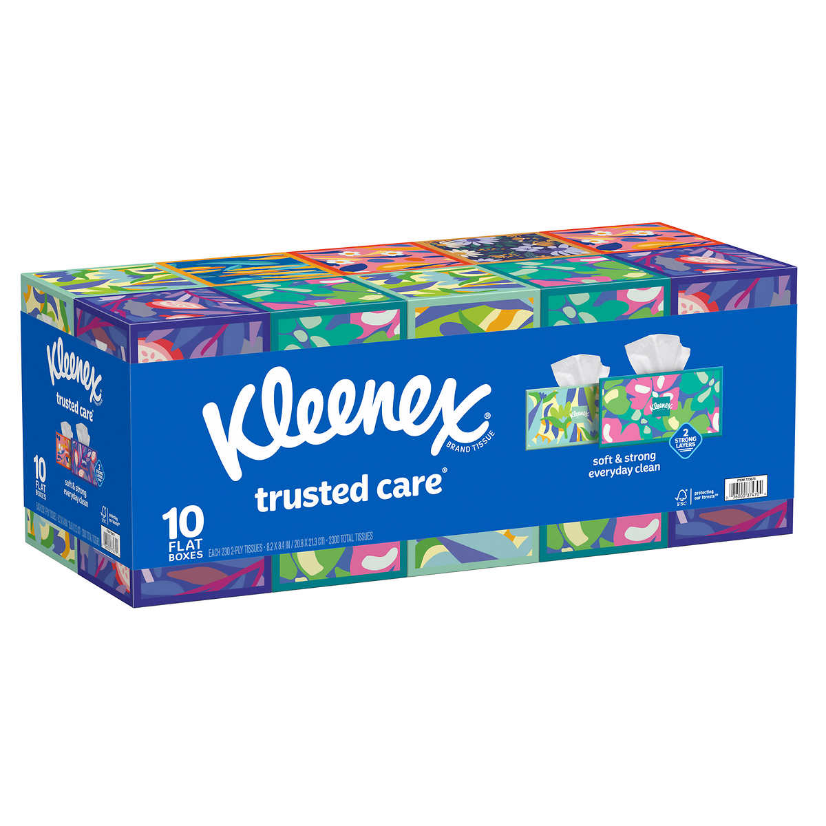 Kleenex Trusted Care Facial Tissue, 2-ply, 230-count, 10-pack