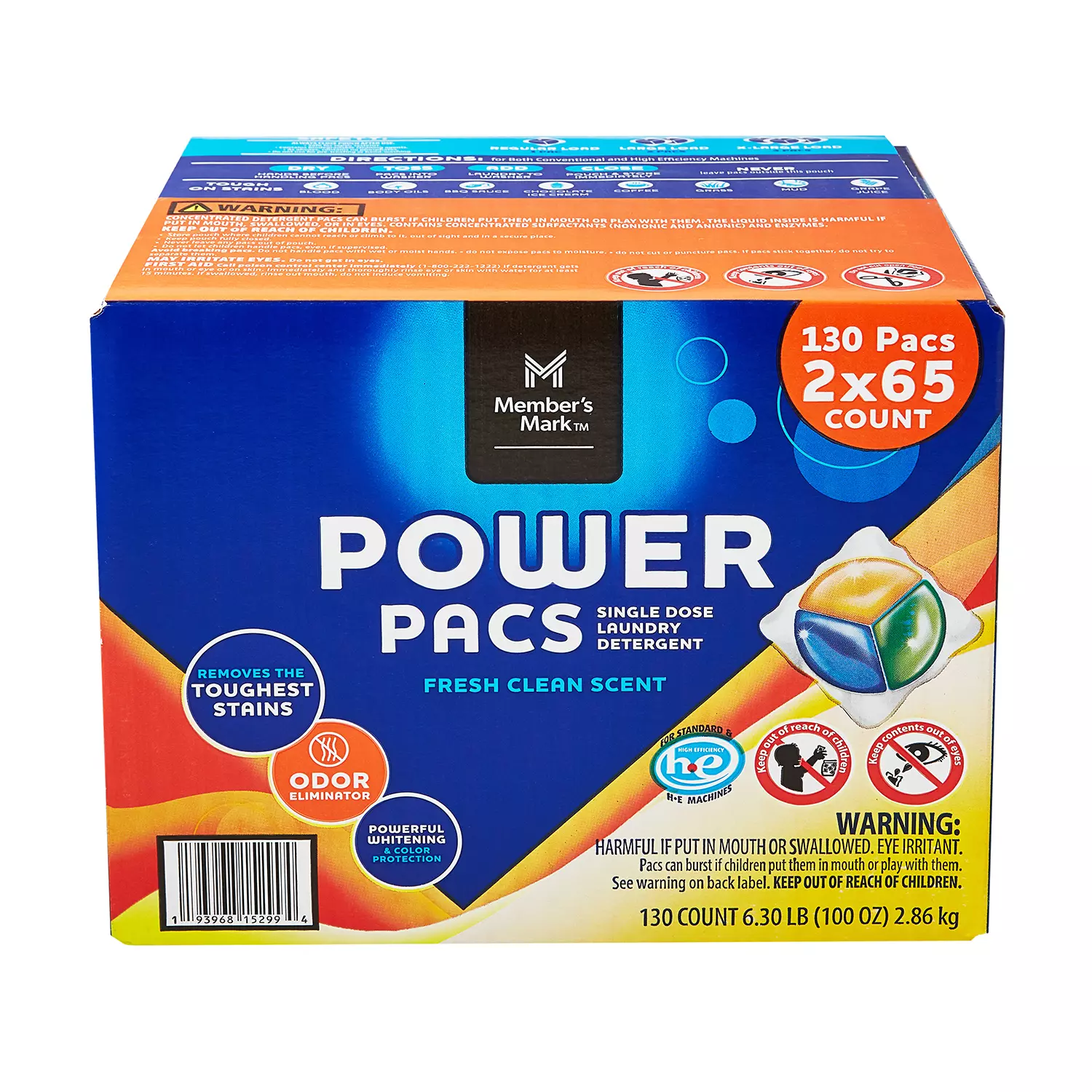 Member’s Mark Laundry Detergent Power Pacs Fresh Clean Scent (130 ct.)