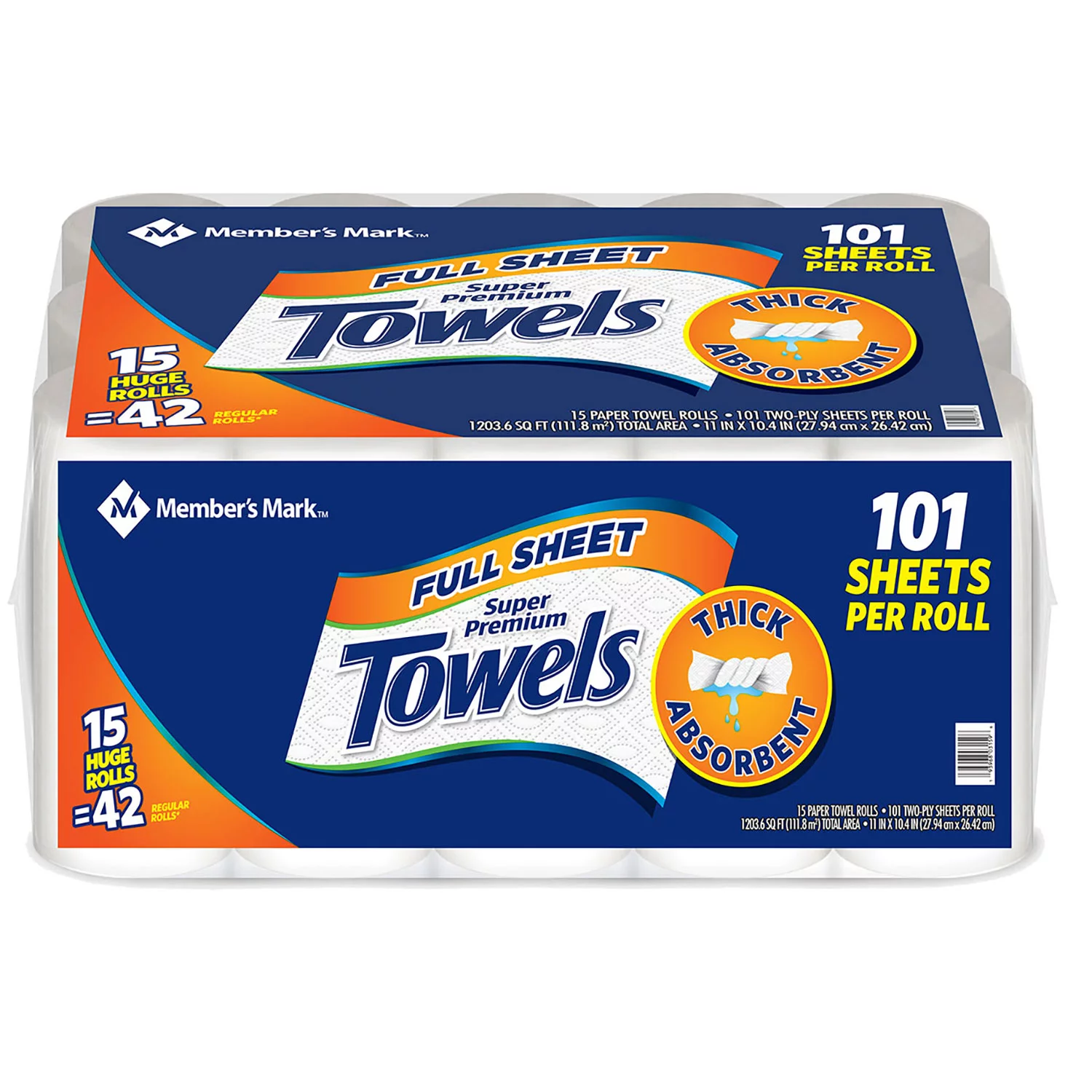 Member’s Mark Premium Paper Towel, Huge Rolls (15 Rolls, 101 Sheets)