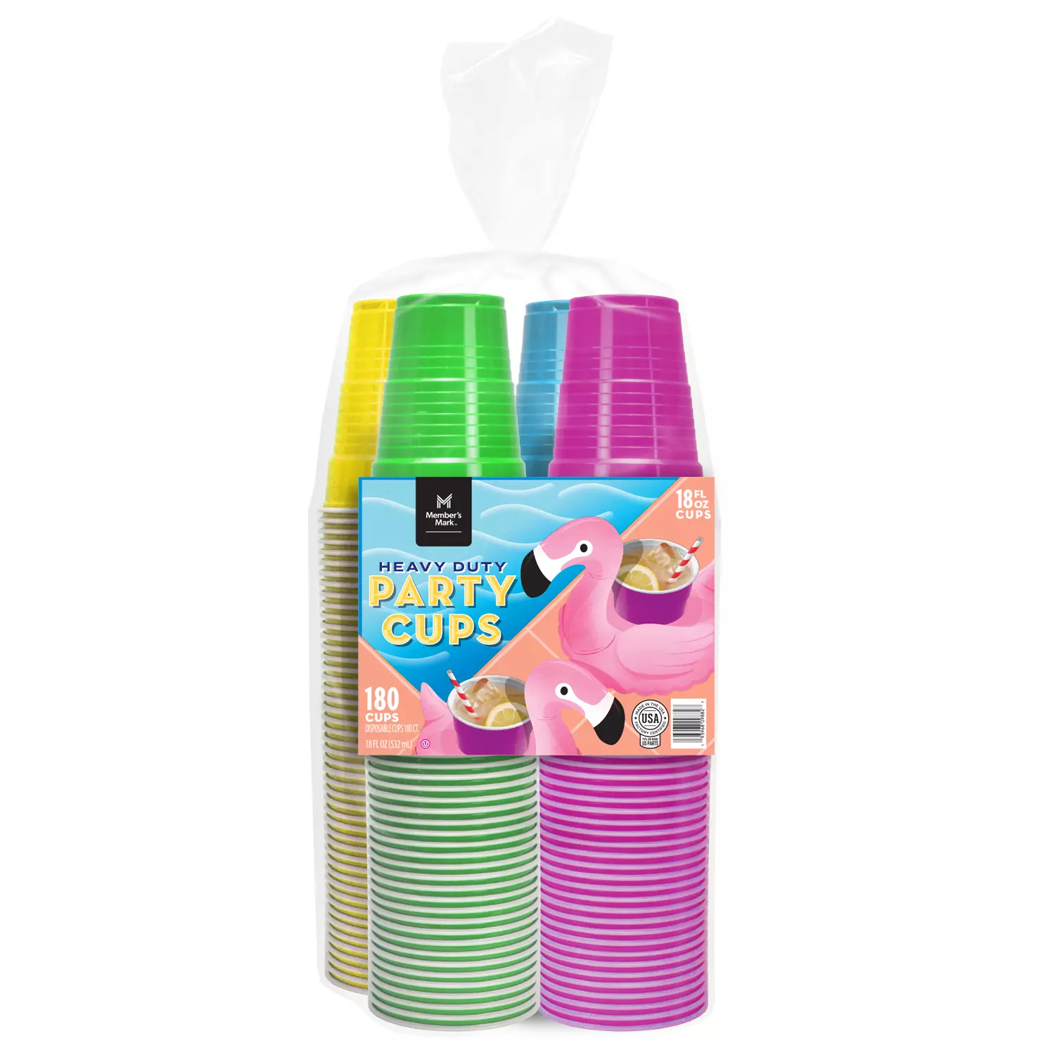 Member’s Mark Premium Quality Cups, Summer Colors (18 oz., 180 ct.)