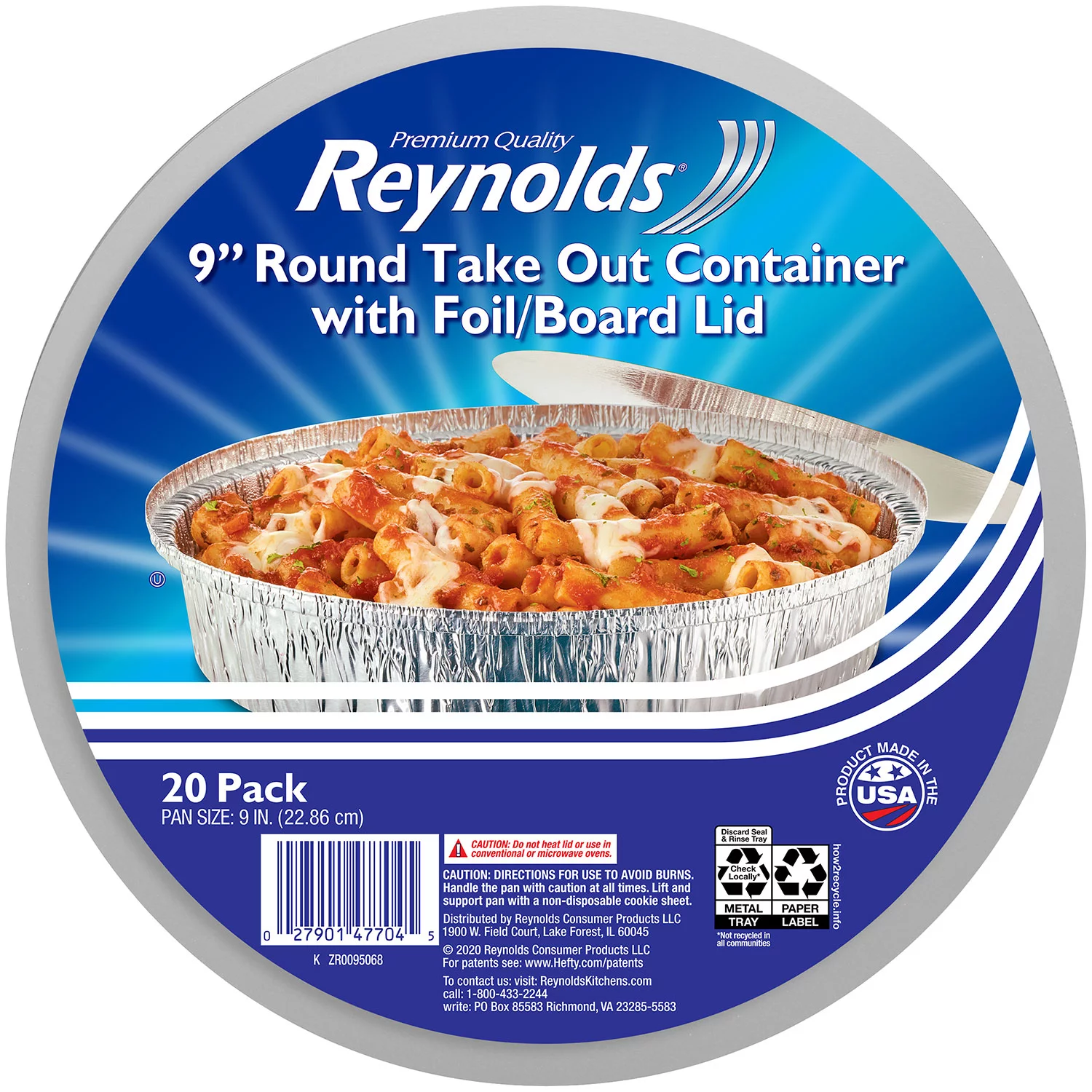 Reynolds 9″ Round Foil Take Out Containers with Lids (20 ct.)