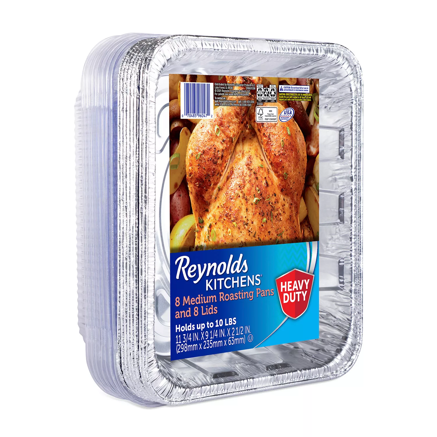 Reynolds Kitchens Aluminum 10 lb. Roaster with Lids, 12″ x 9″ x 3″ (8 ct.)