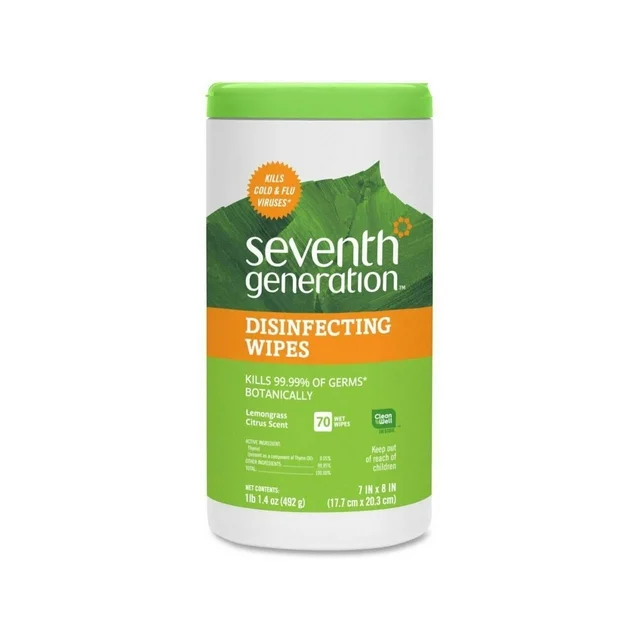 Seventh Generation Disinfecting Wipes Lemongrass and Citrus – 70 Wipes