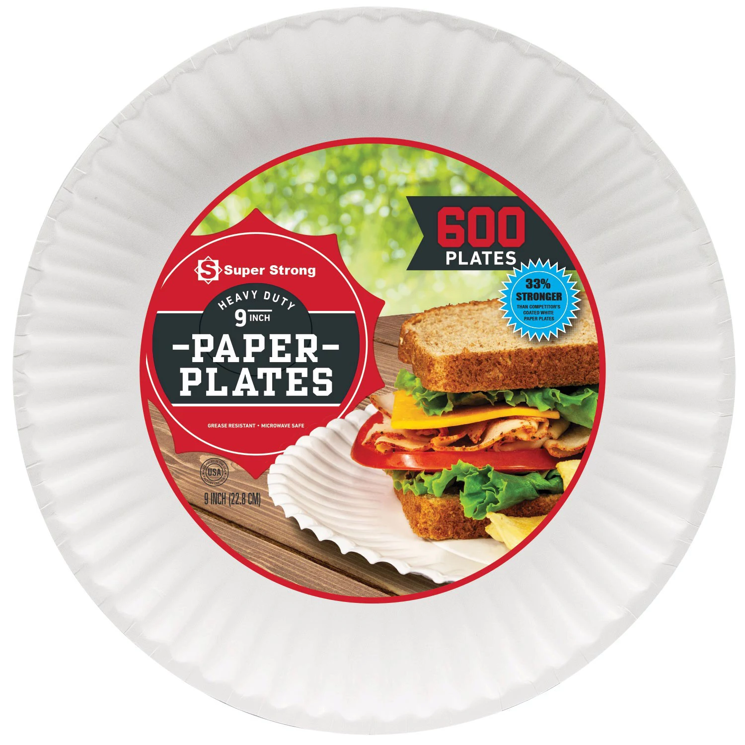 Super Strong Heavy-Duty Paper Plates, 9″ (600 ct.)