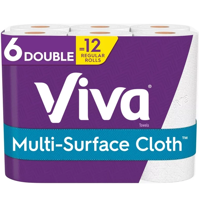 VIVA Multi-Surface Cloth Choose-A-Sheet Kitchen Paper Towels, White, 6 Double Rolls (110 sheets per roll)