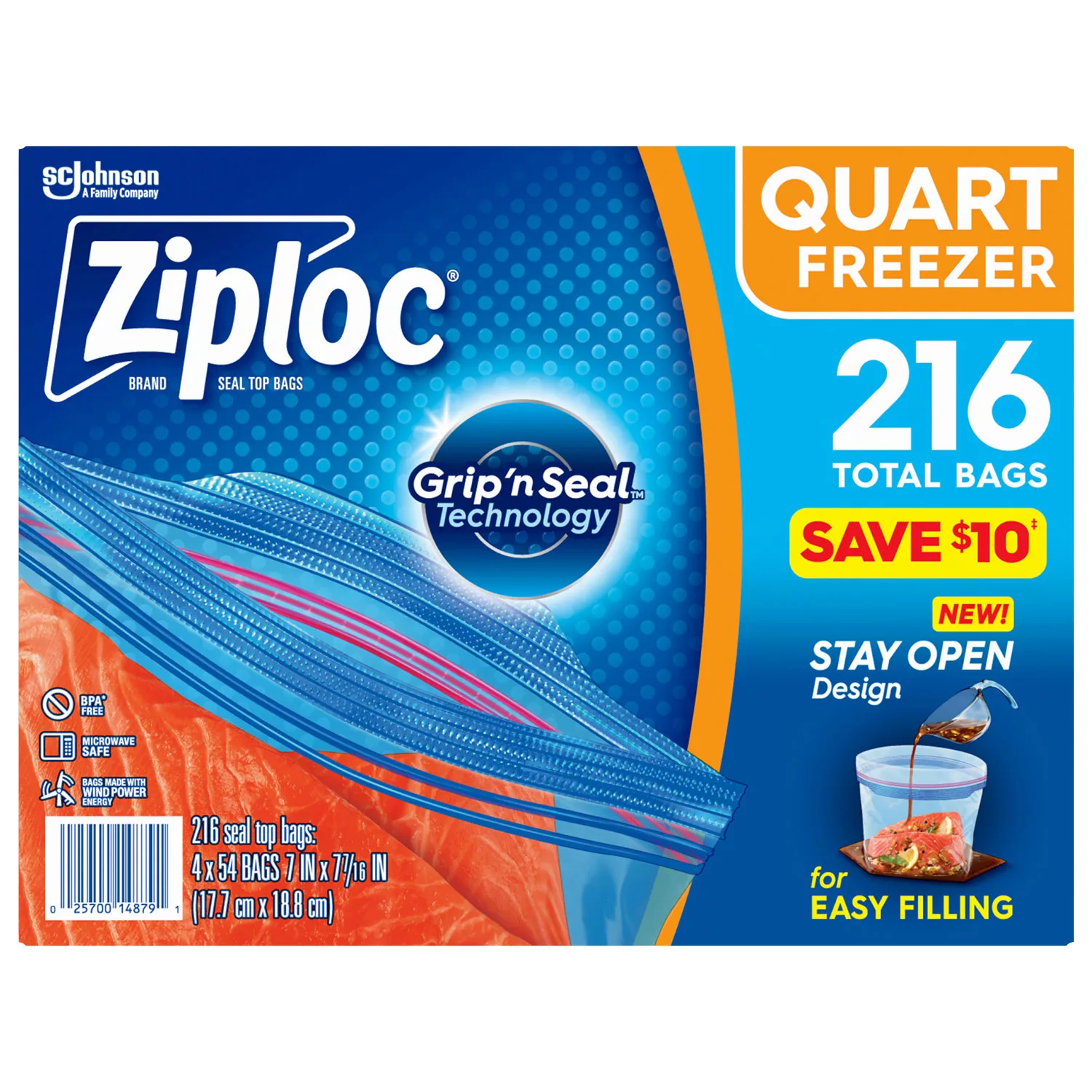 Ziploc Easy Open Tabs Freezer Quart Bags (216 ct.)