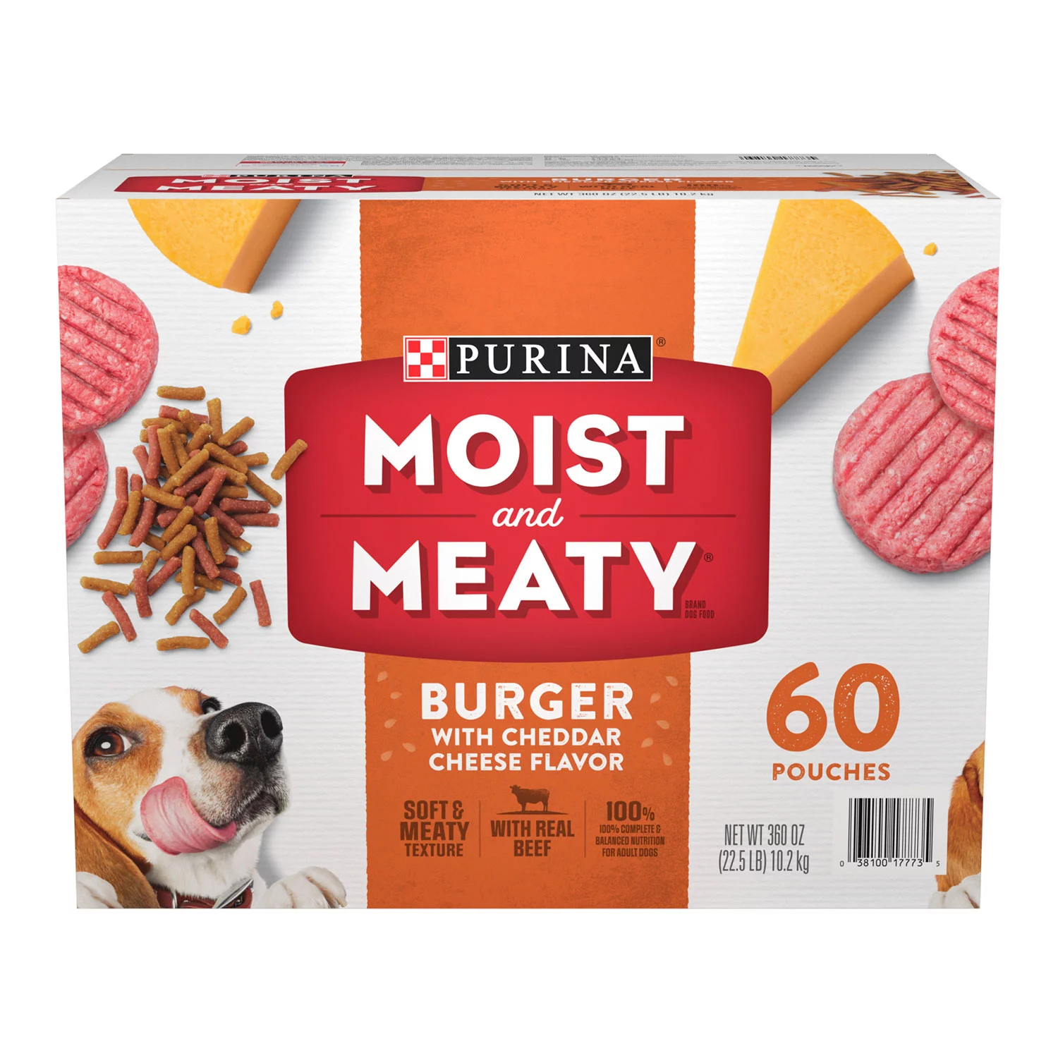 Purina Moist and Meaty Dog Food, Burger w/ Cheddar Cheese Flavor, 6 oz., 60 ct.