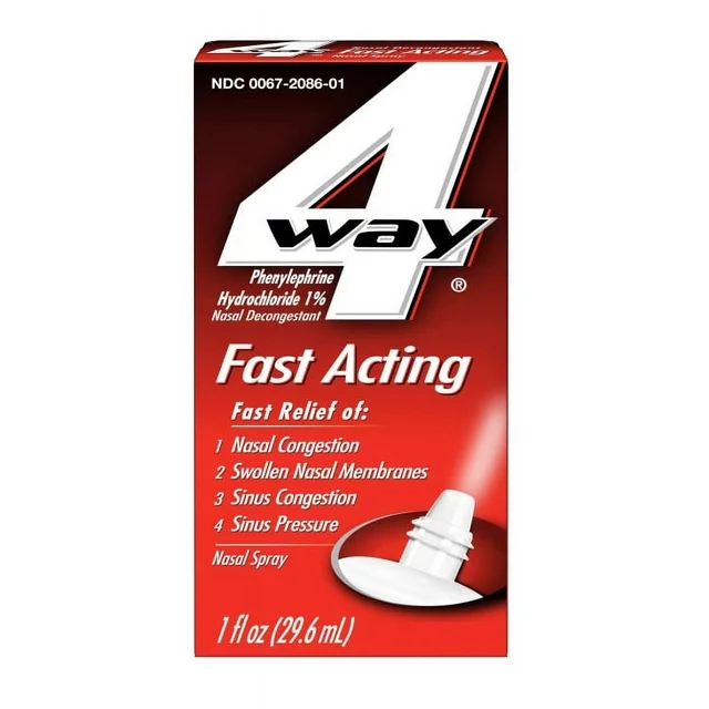 4Way Fast Acting Nasal Spray for Nasal & Sinus Congestion 1 oz