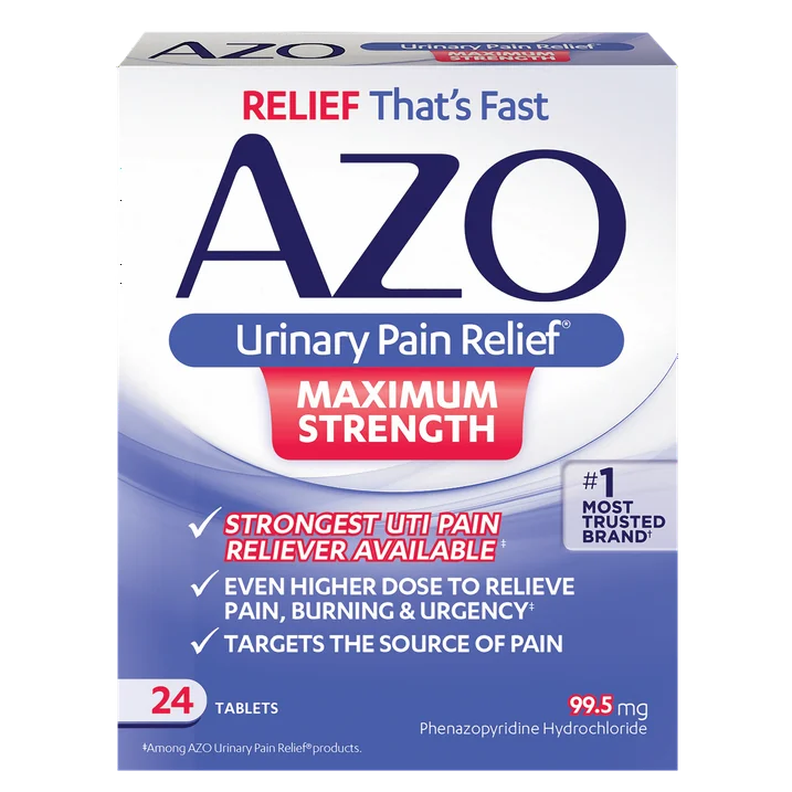 AZO Maximum Strength Urinary Pain Relief UTI Pain Reliever, 24 Ct