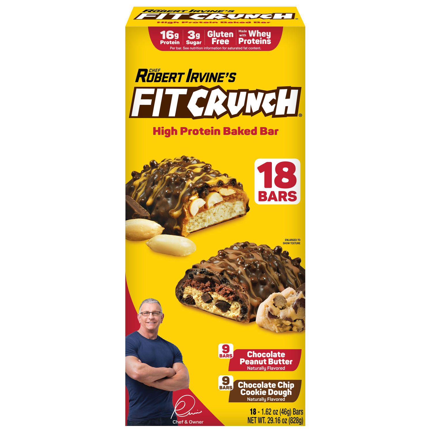 Chef Robert Irvine’s FITCRUNCH High Protein Bars Variety Pack (1.62 oz., 18 ct.)