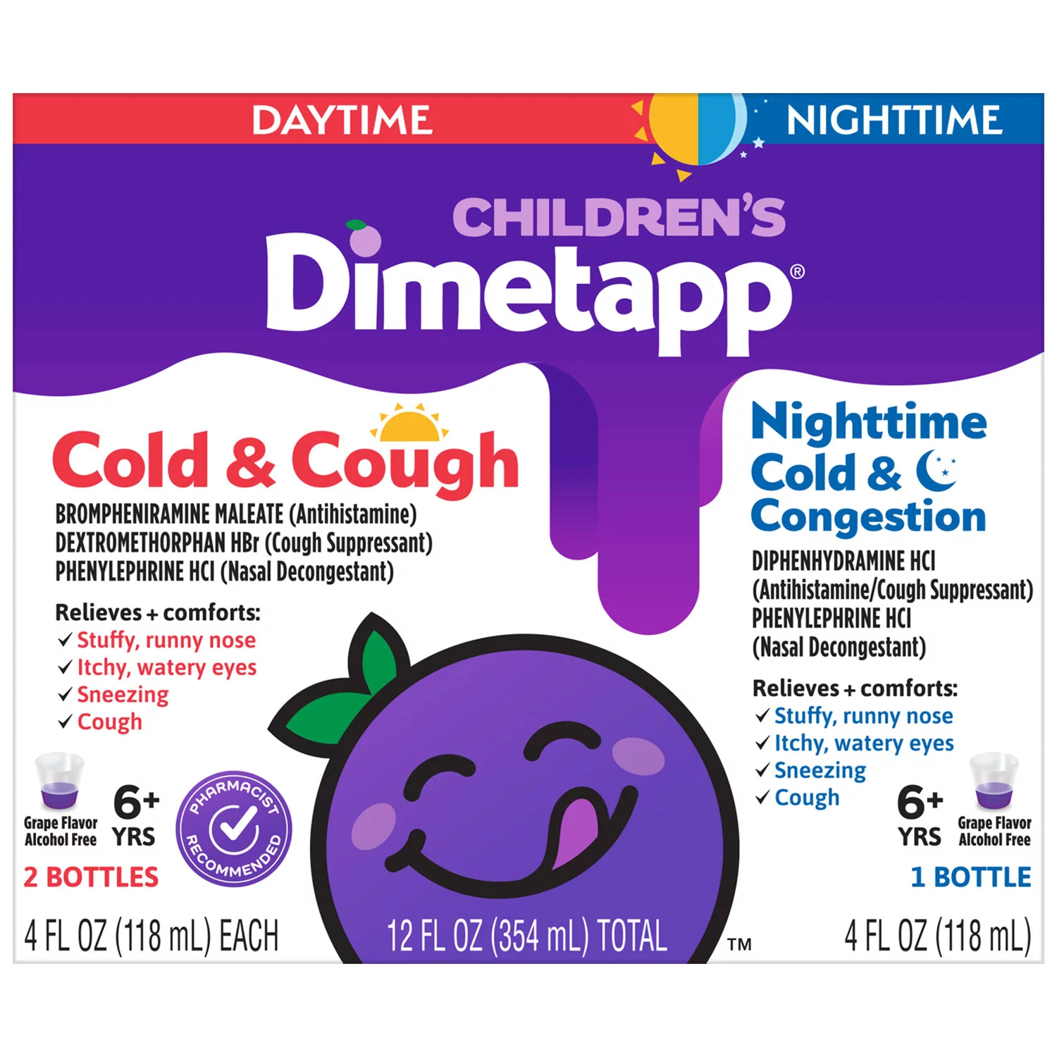 Children’s Dimetapp Day & Night Value Pack, Grape Flavor (4 fl. oz./pk., 3 pk.)