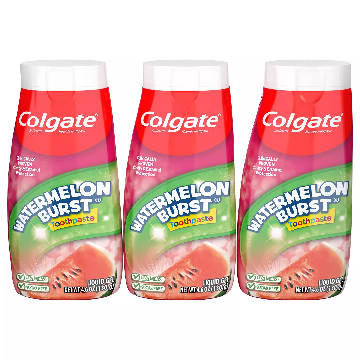 Colgate 2-in-1 Anticavity Kids’ Gel Toothpaste with Fluoride, Watermelon Burst (4.6 oz., 3 pk.)