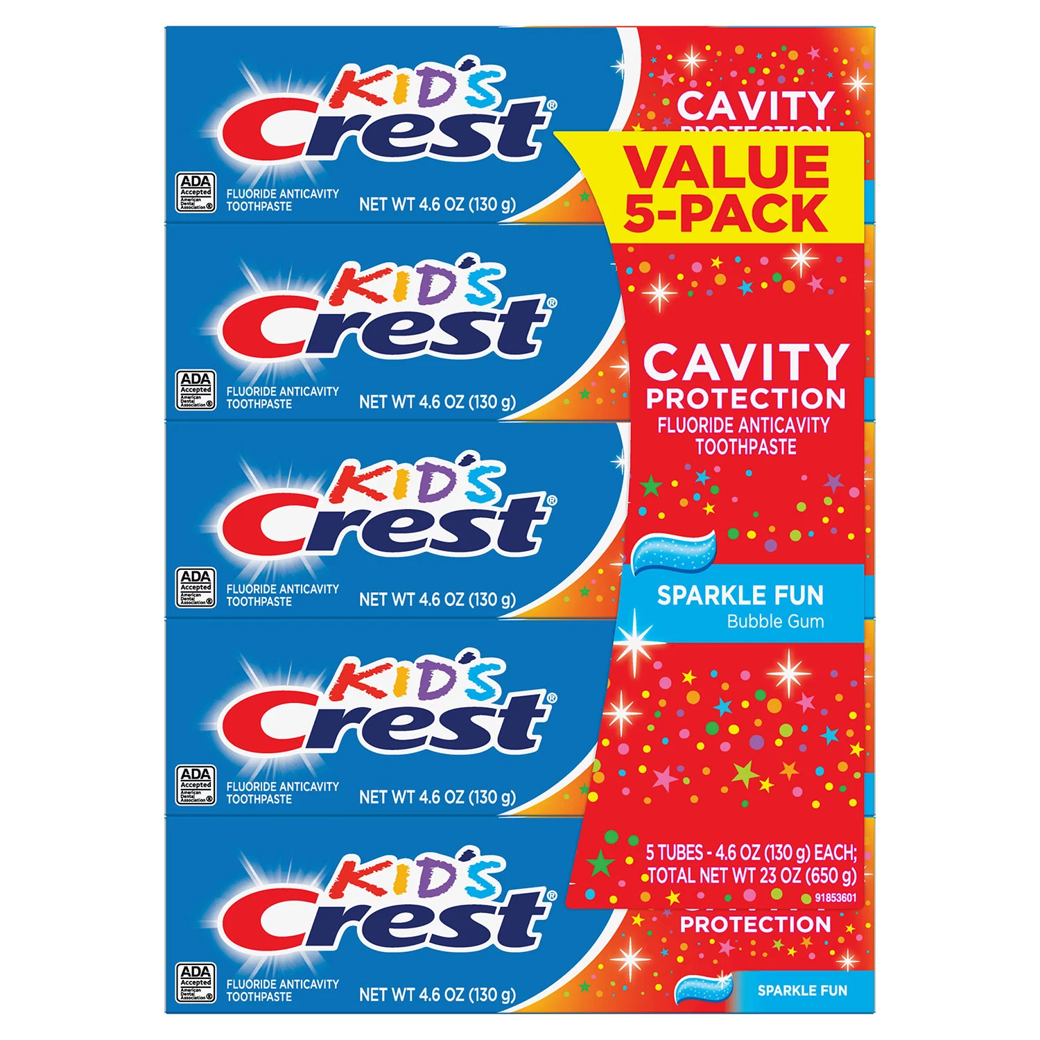 Crest Kid’s Toothpaste, Sparkle Fun (4.6 oz., 5 pk.)