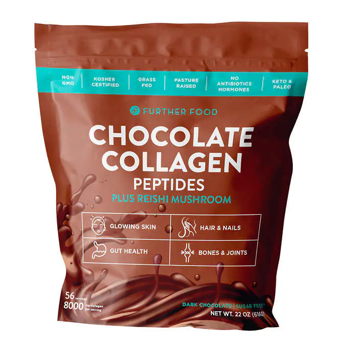 Further Food Grass-Fed Collagen Peptides Powder Plus Mushroom, Chocolate, 56 Servings