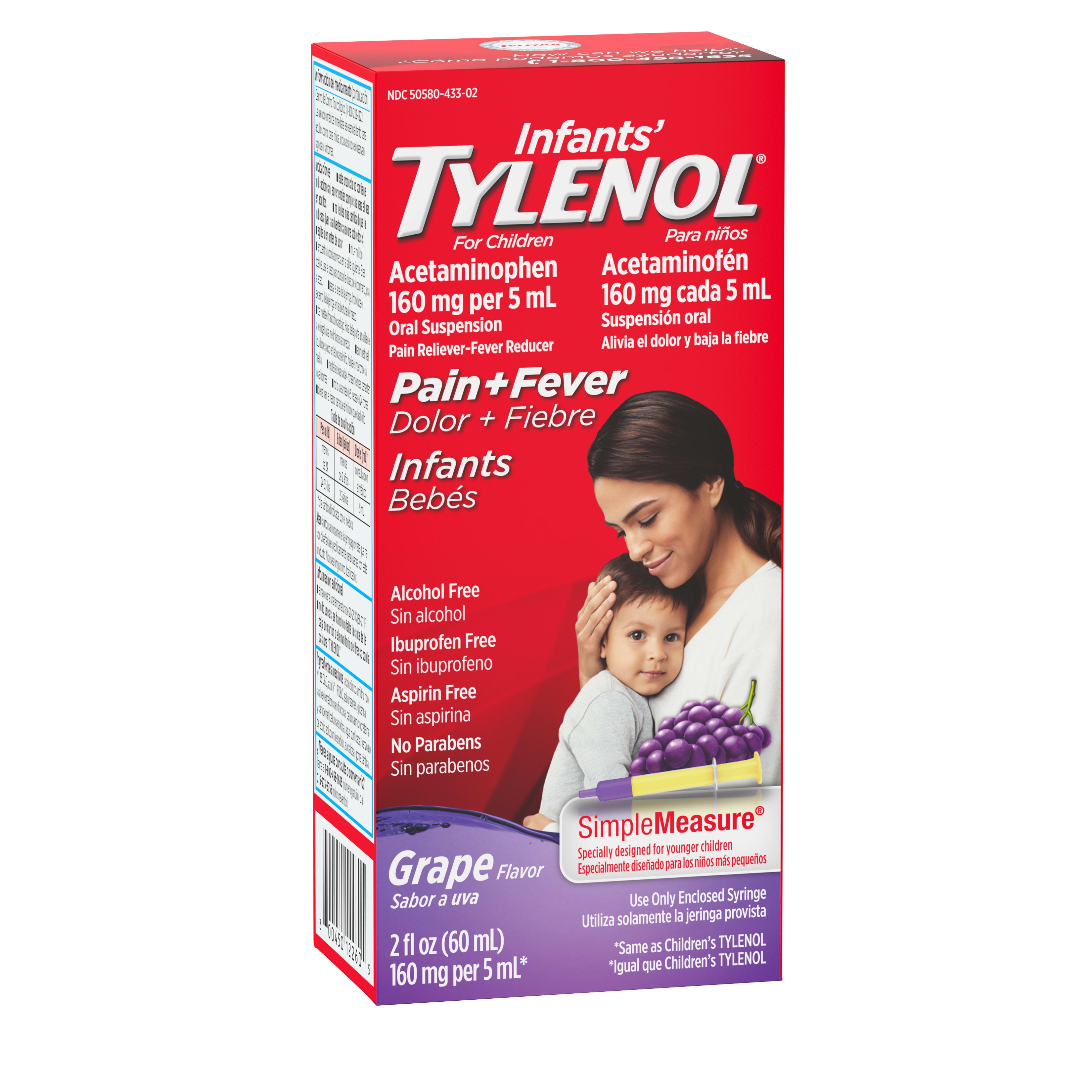 Infants’ Tylenol Oral Suspension Fever Reducer and Pain Reliever Grape 2 fl oz