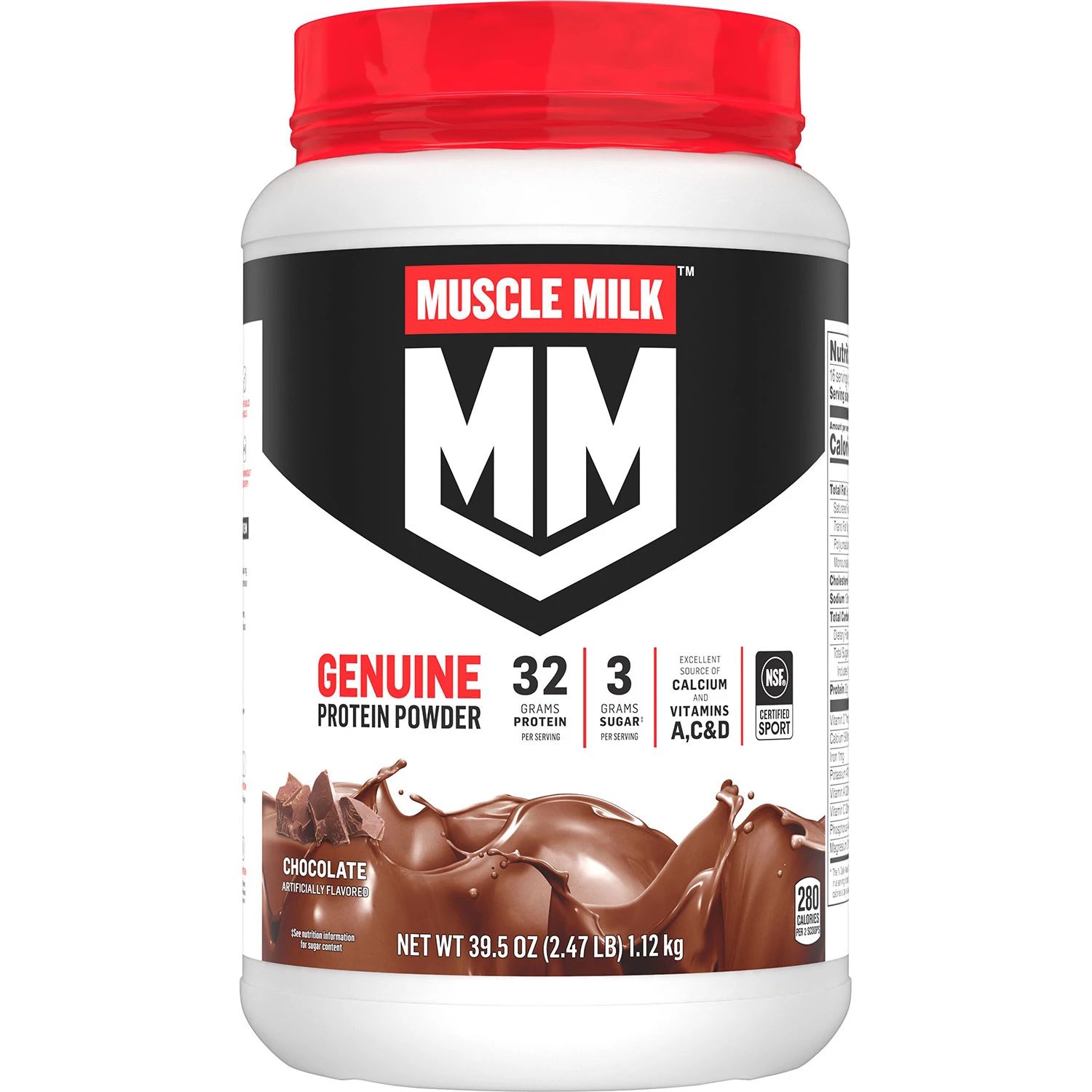 Muscle Milk Genuine Protein Powder Chocolate (39.5 oz.)