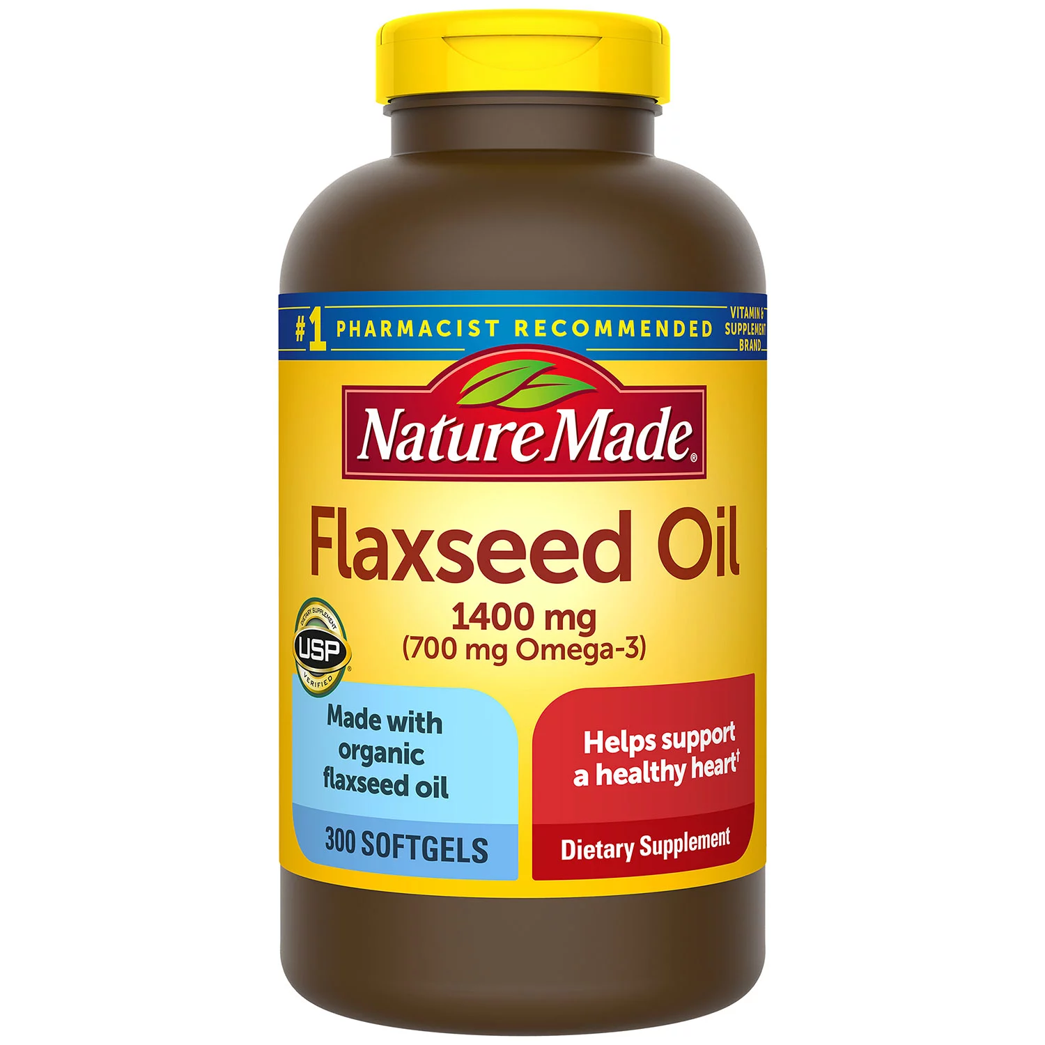Nature Made Flaxseed Oil, 1400 mg Softgels, for Heart Health (300 ct.)