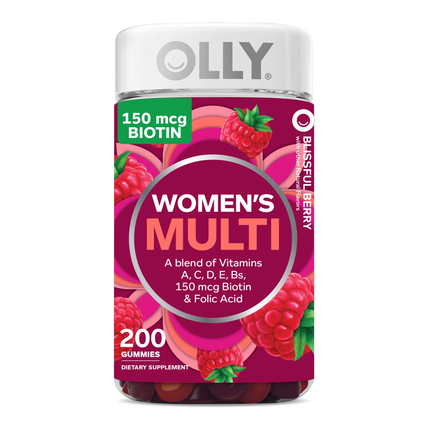 OLLY Women’s Multi Vitamin Gummies with Biotin, Blissful Berry (200 ct.)